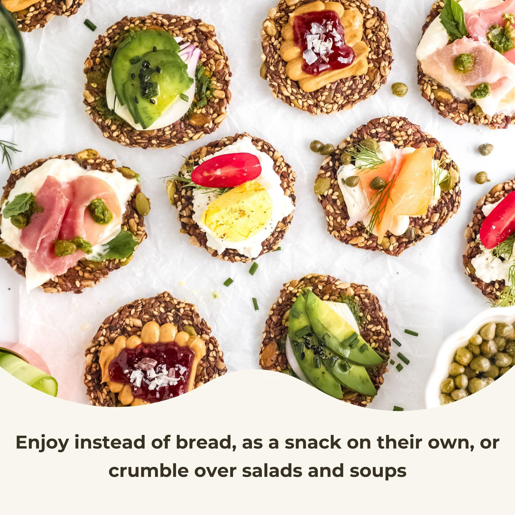 Ellas Flats Everything All Seed Savory Crisps - All Natural, Gluten Free, Good Source Of Protein, High Fiber, Vegan And Keto Friendly (3 Pack)