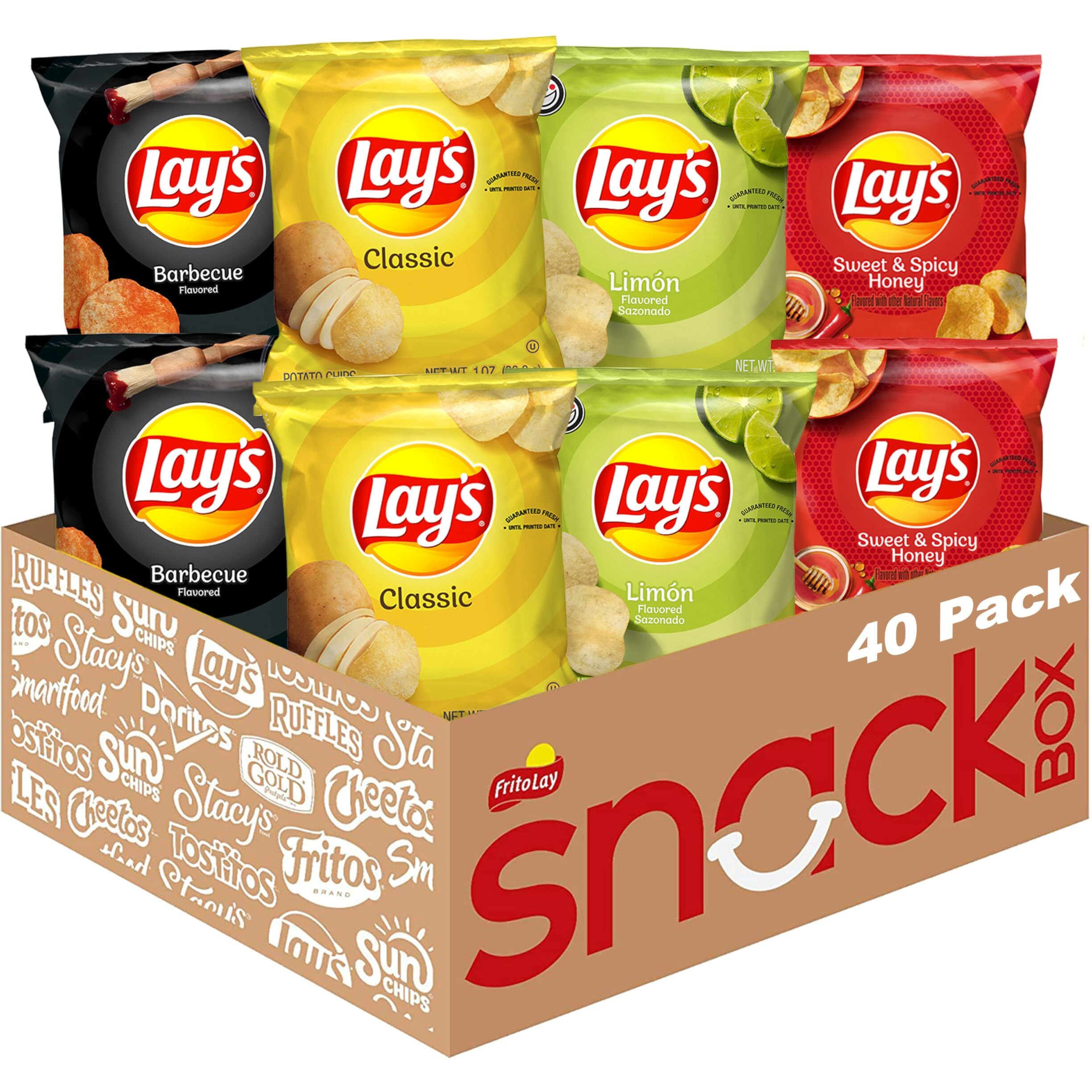 Lay's Potato Chips, Classic Chips Variety Pack, 1 Ounce (Pack Of 40)