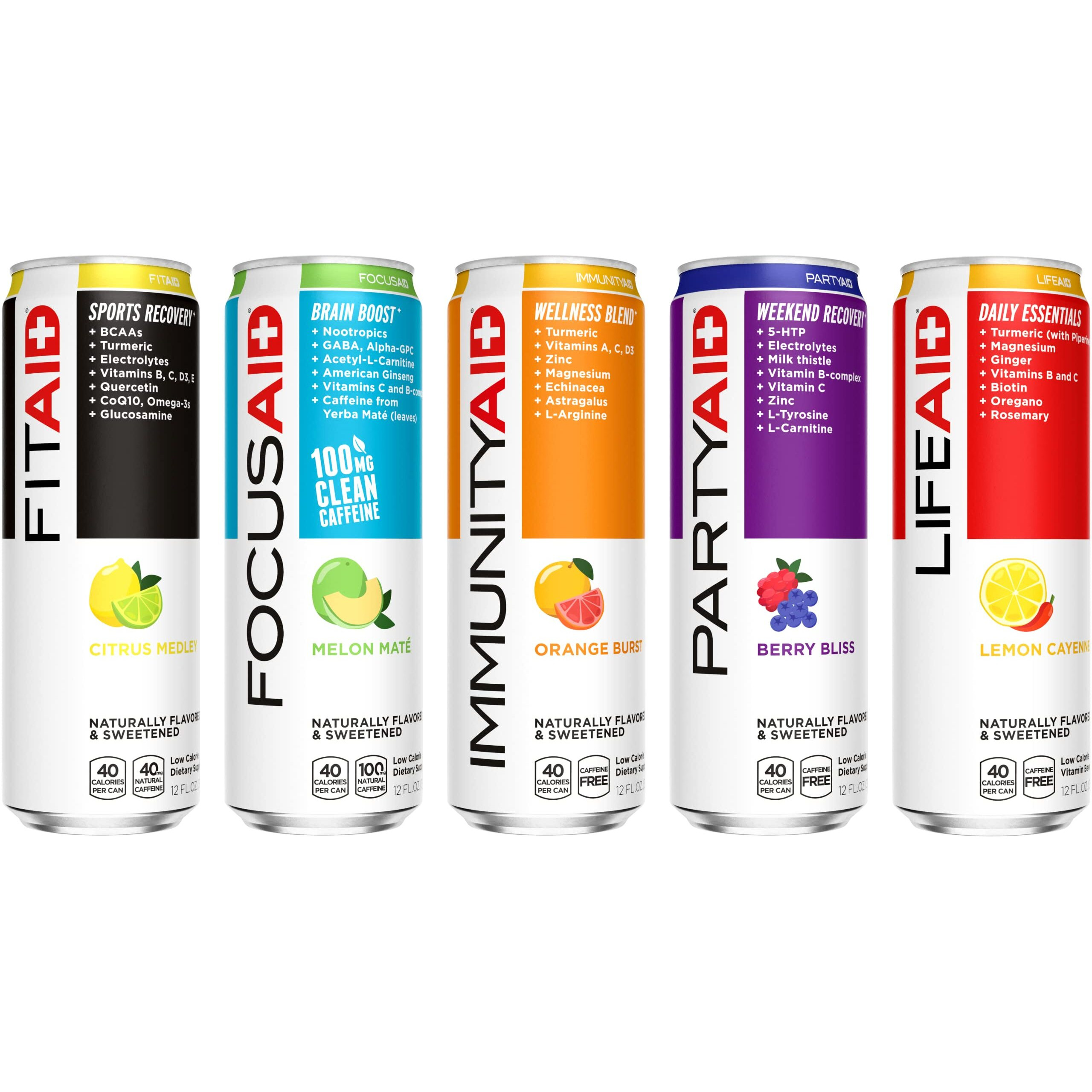 Fitaid Post Workout Recovery Drink, Strawberry Lemonade, Bcaas, Glucosamine, Electrolytes, All In One Can, Paleo, Vegan & Gluten-Free, 40 Calories, 12 Fl Oz (Pack Of 24)
