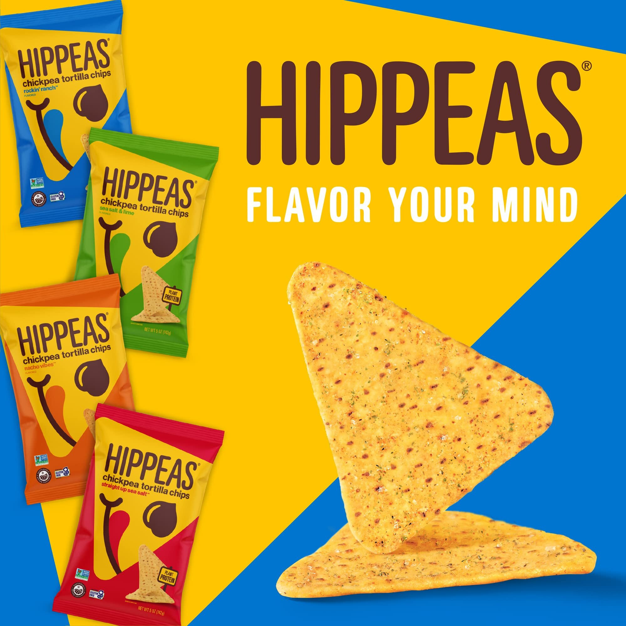 Hippeas Chickpea Tortilla Chips, Nacho Vibes, 1 Ounce (Pack Of 18), 3G Protein, 3G Fiber, Vegan, Gluten-Free, Crunchy, Plant Protein Snacks