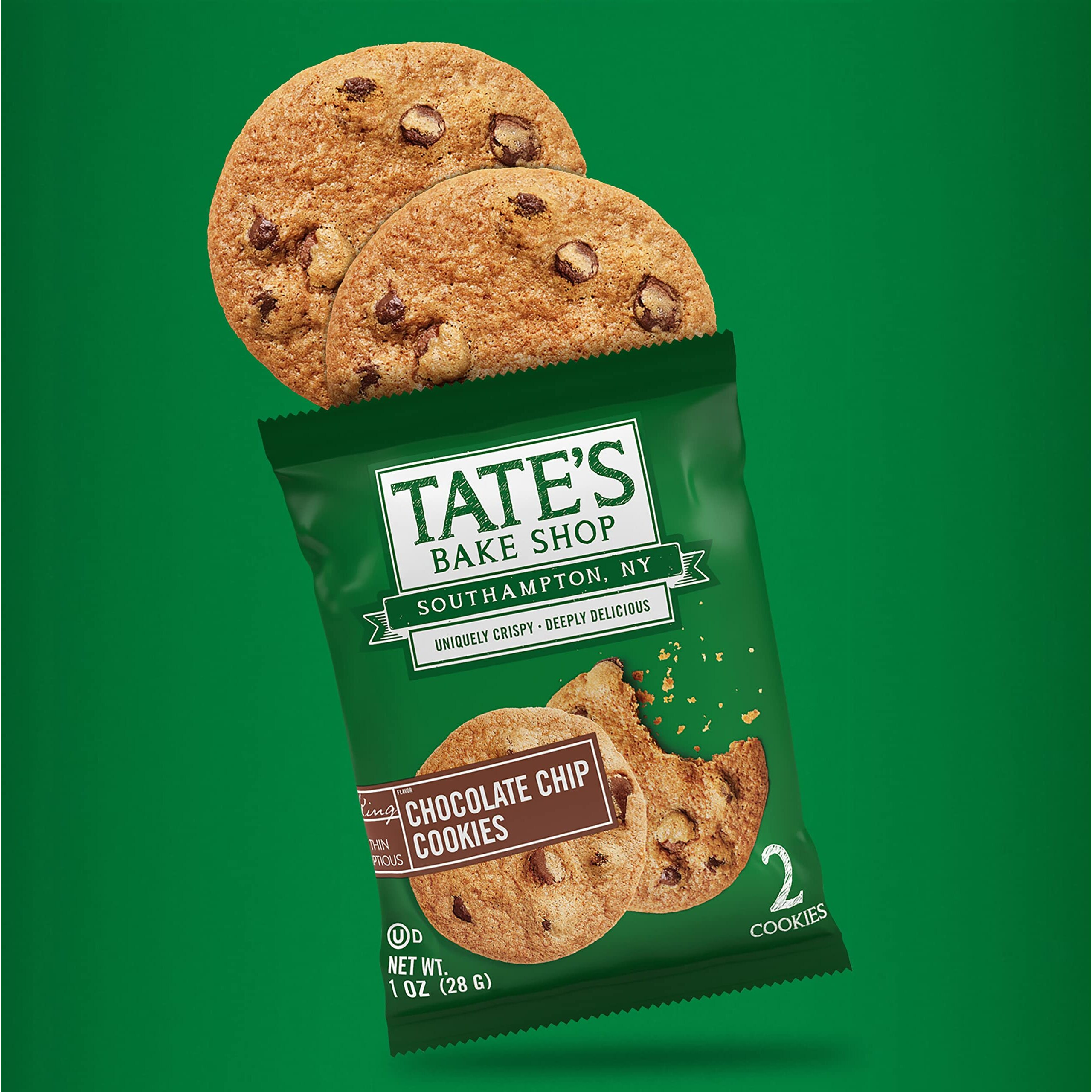 Tates Bake Shop Chocolate Chip Cookies, 16 - 2 Cookie Snack Packs (2 Boxes)