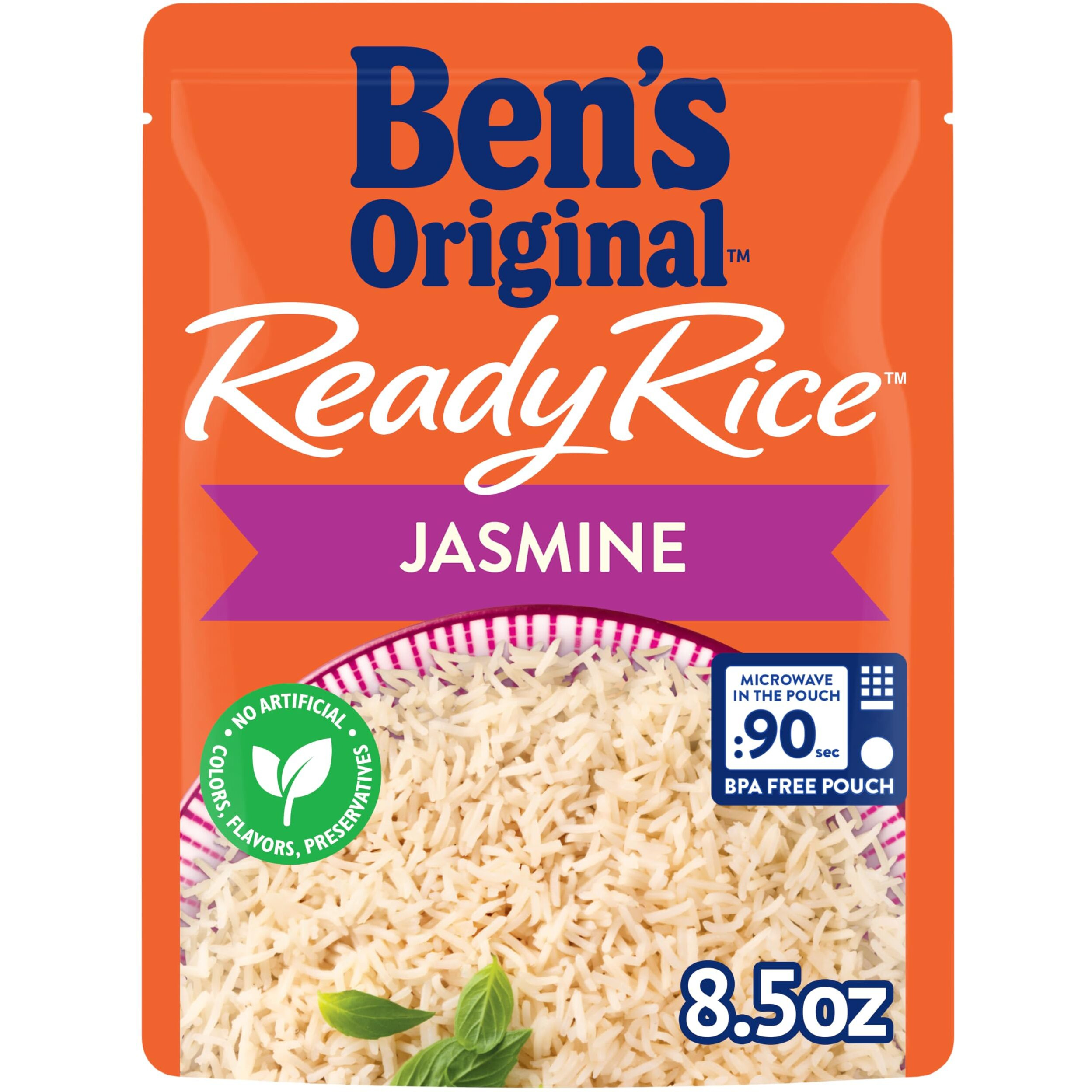 Ben's Original Ready Rice Jasmine Rice, Easy Dinner Side, 8.5 Oz Pouch (Pack Of 12)