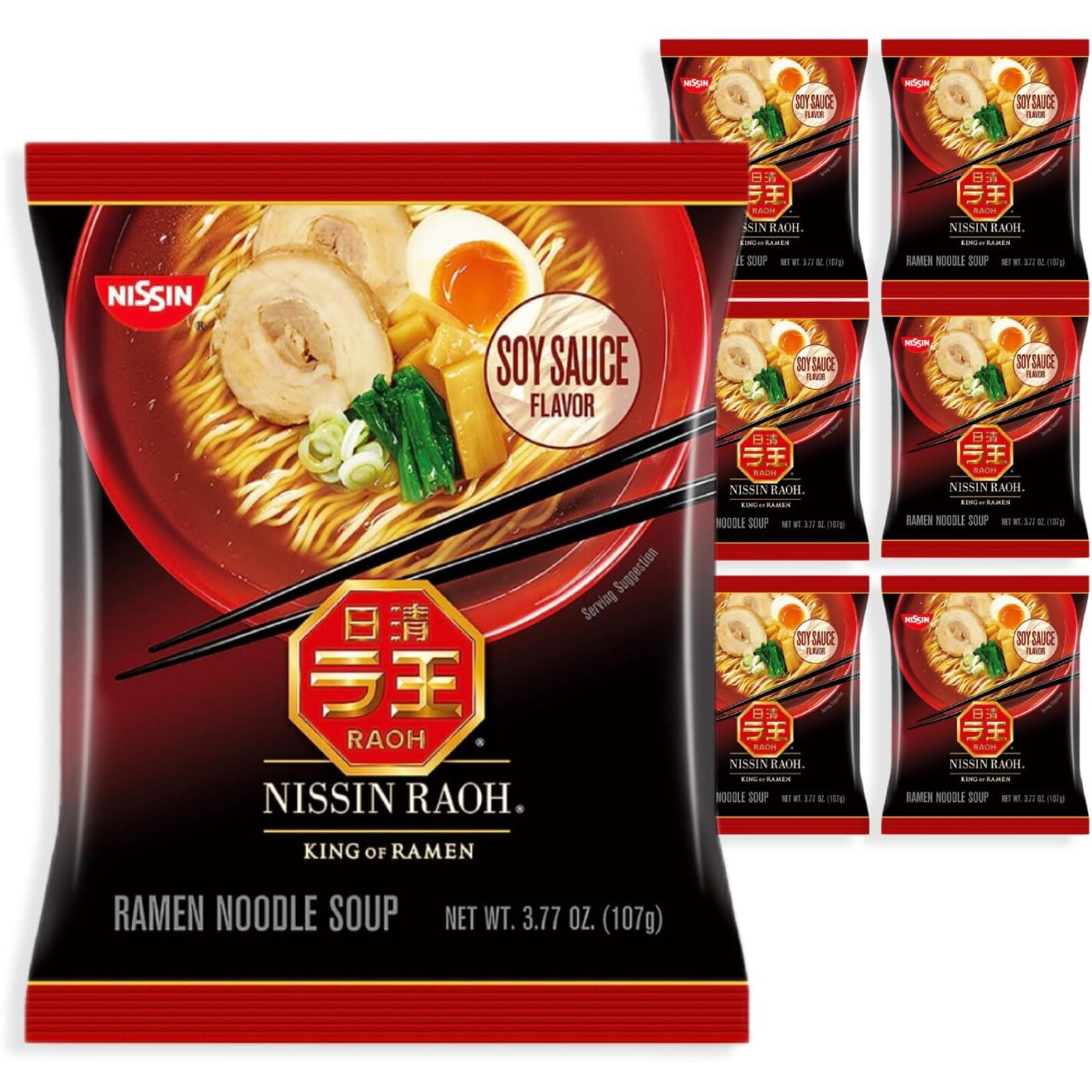 Nissin Raoh Ramen Noodle Soup, Soy Sauce, 3.77 Ounce (Pack Of 6)