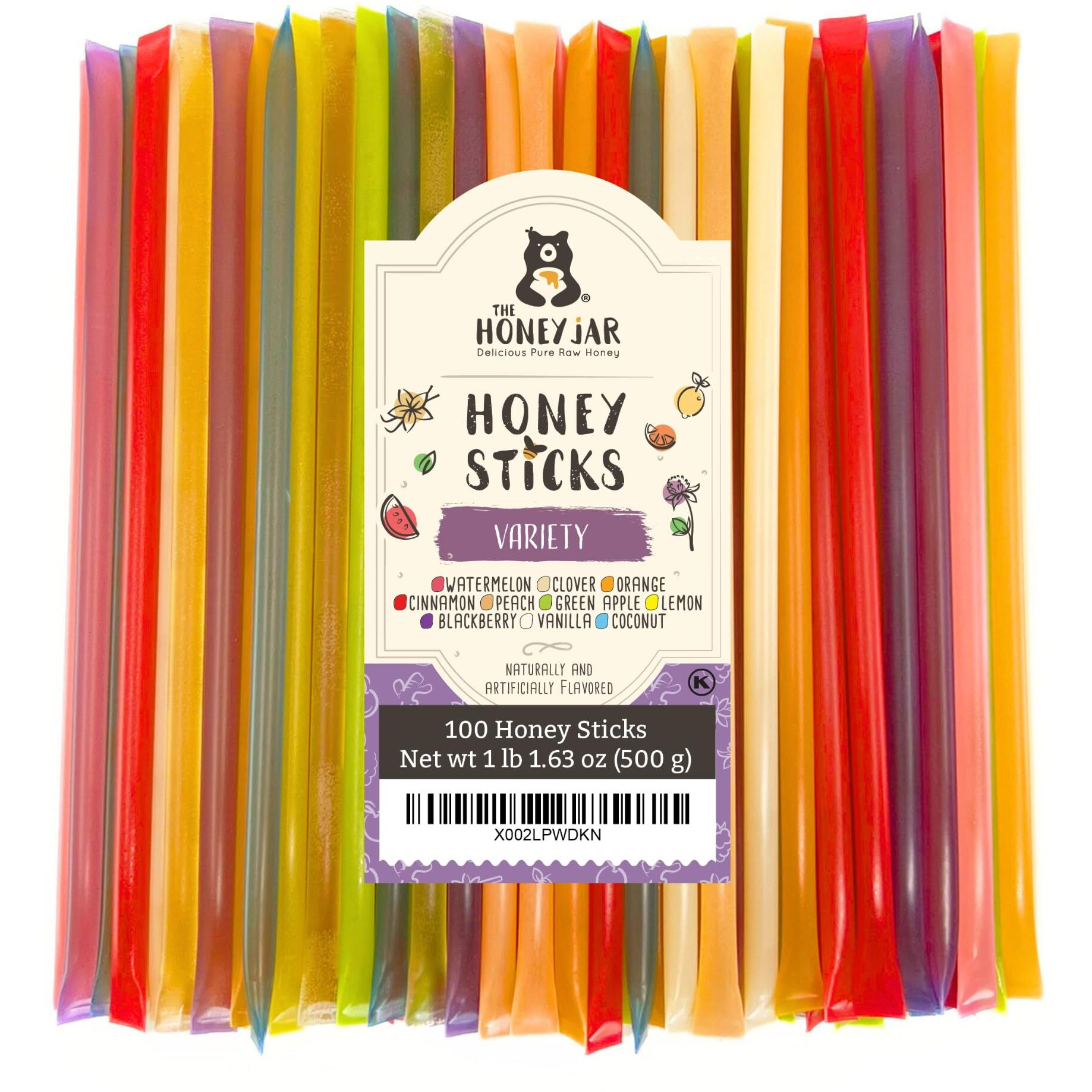The Honey Jar Variety Pack Honey Sticks - Pure Honey Straws For Tea, Coffee, Or A Healthy Treat - One Teaspoon Of Flavored Honey Per Stick - Made In The Usa With Real Honey - (100 Count)