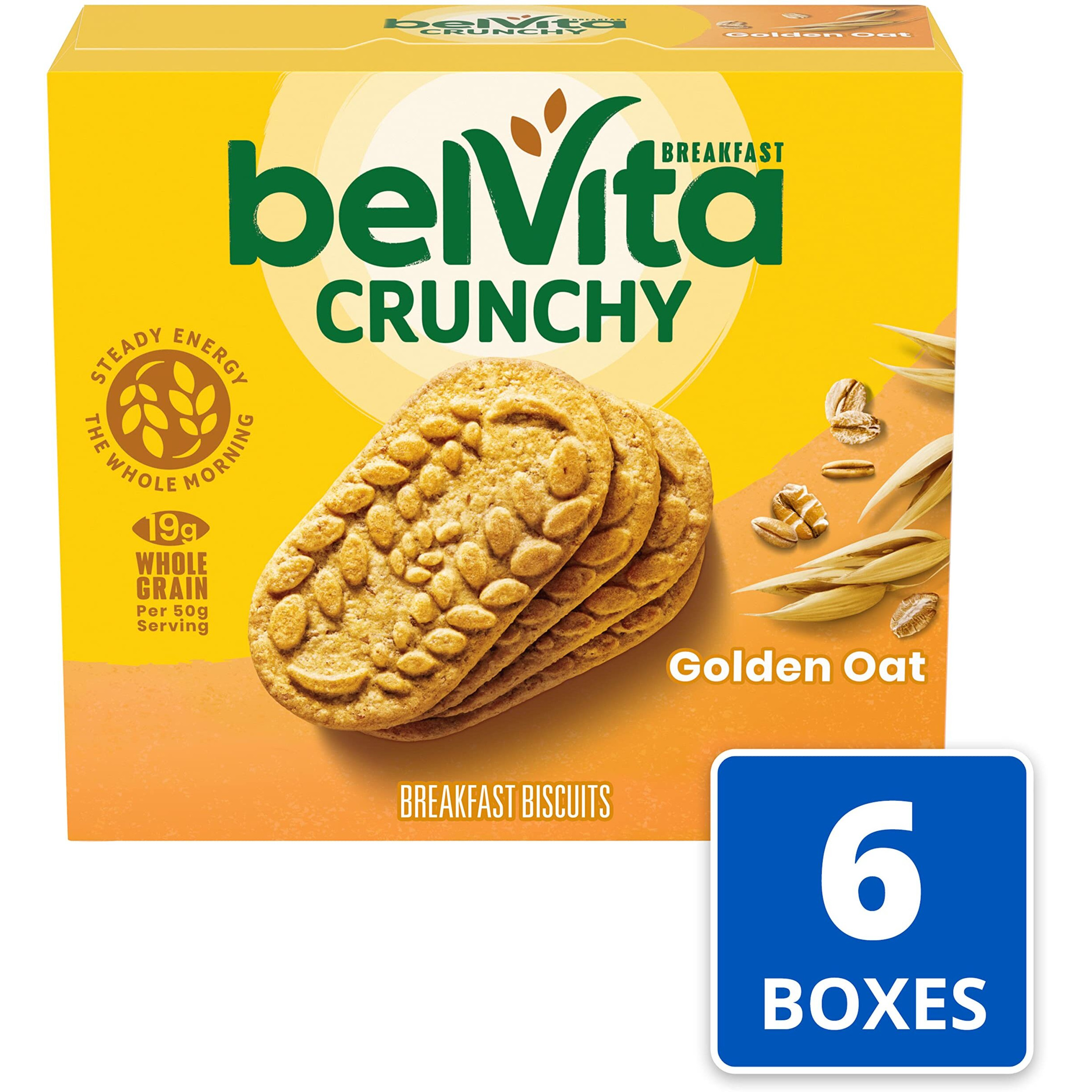 Belvita Golden Oat Breakfast Biscuits, 30 Total Packs, 6 Boxes (4 Biscuits Per Pack)