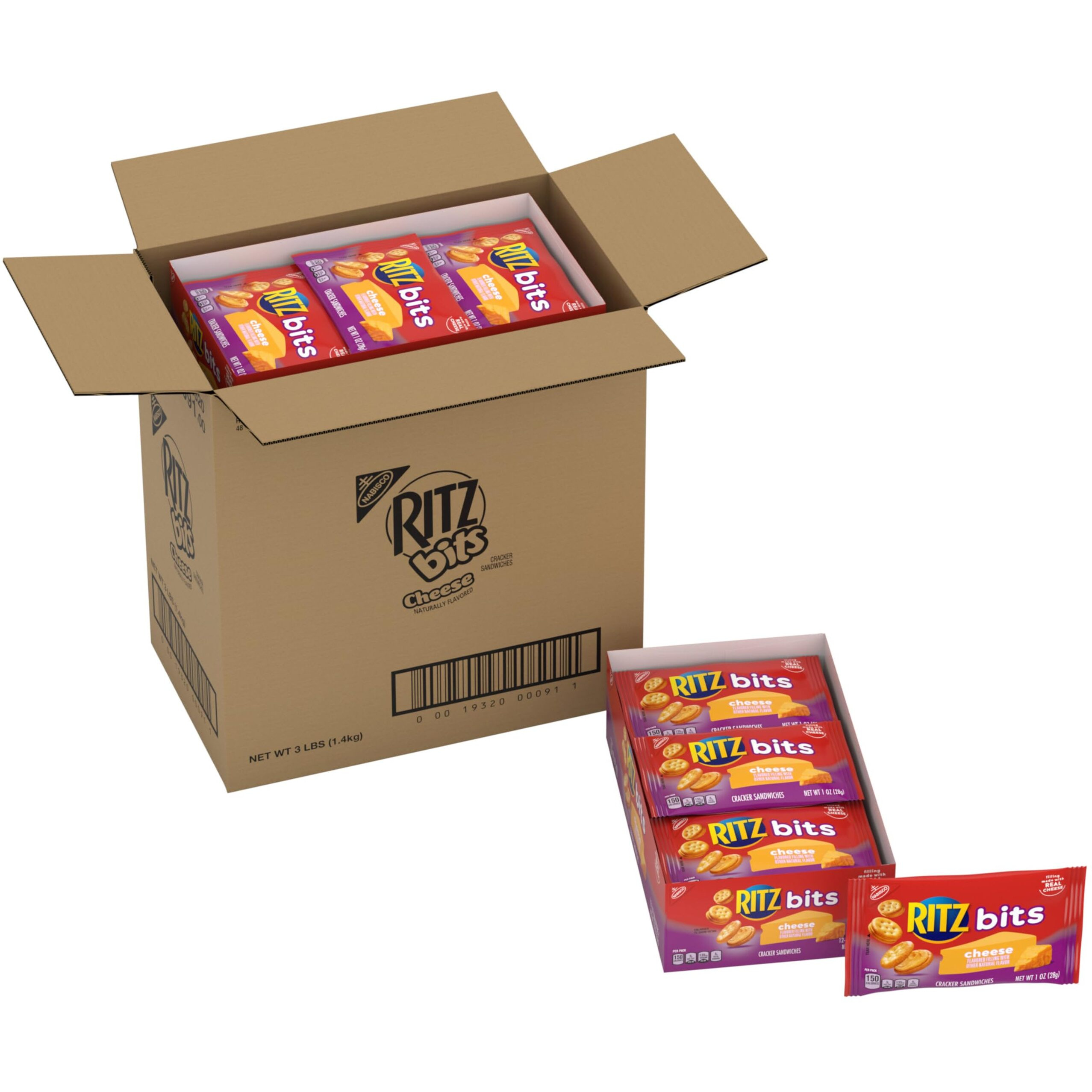 Ritz Bits Cheese Sandwich Crackers, 48 Snack Packs (4 Boxes)