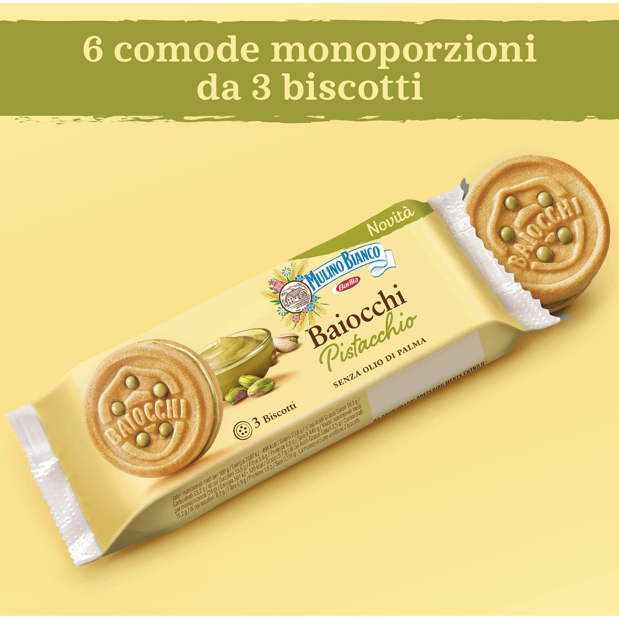 Mulino Bianco Biscuits, Pistachio Cream Filled, 168G