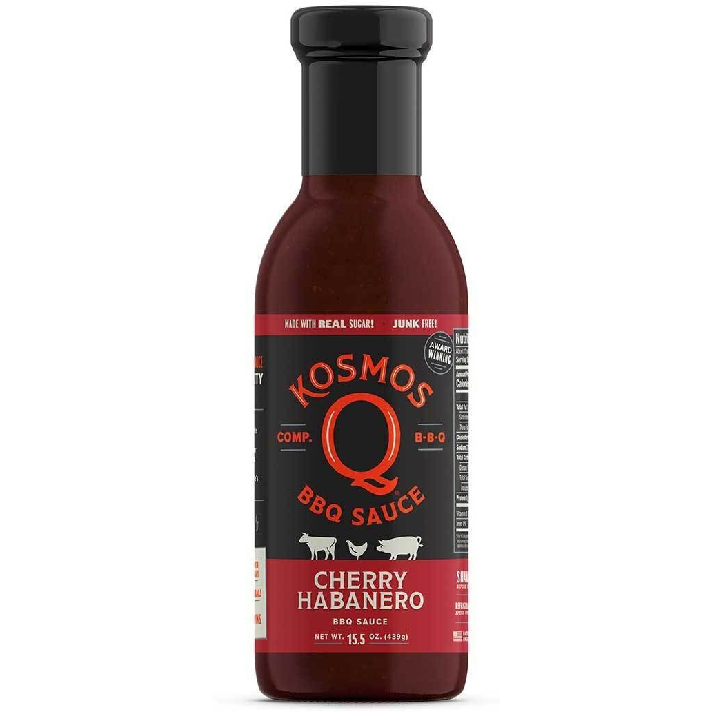 Kosmos Q Cherry Habanero Bbq Sauce - 15.5 Oz Bottle For Bbq & Marinades W/ Sweet And Spicy Flavor - Thick Barbecue Sauce For Tender & Juicy Meat (Cherry Habanero)