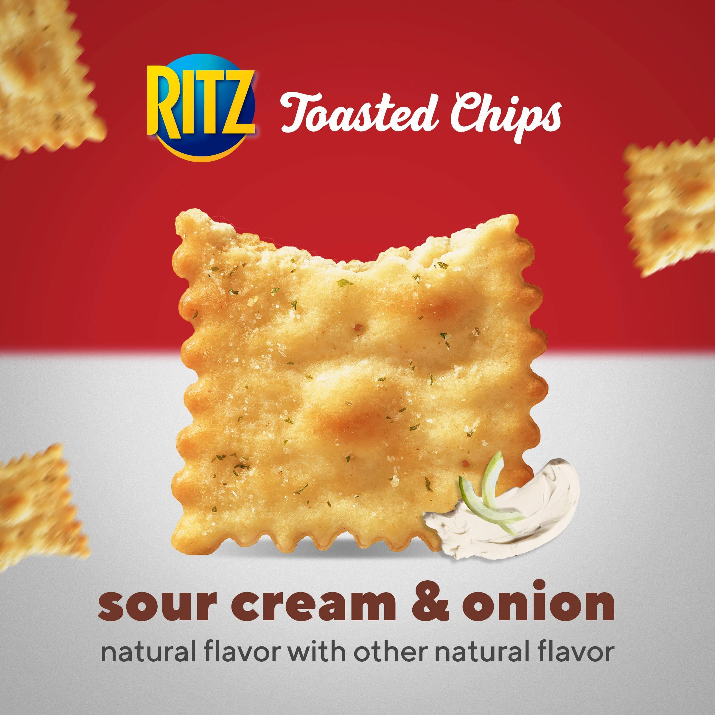 Ritz Toasted Chips Sour Cream And Onion Crackers, Family Size, 11.4 Oz