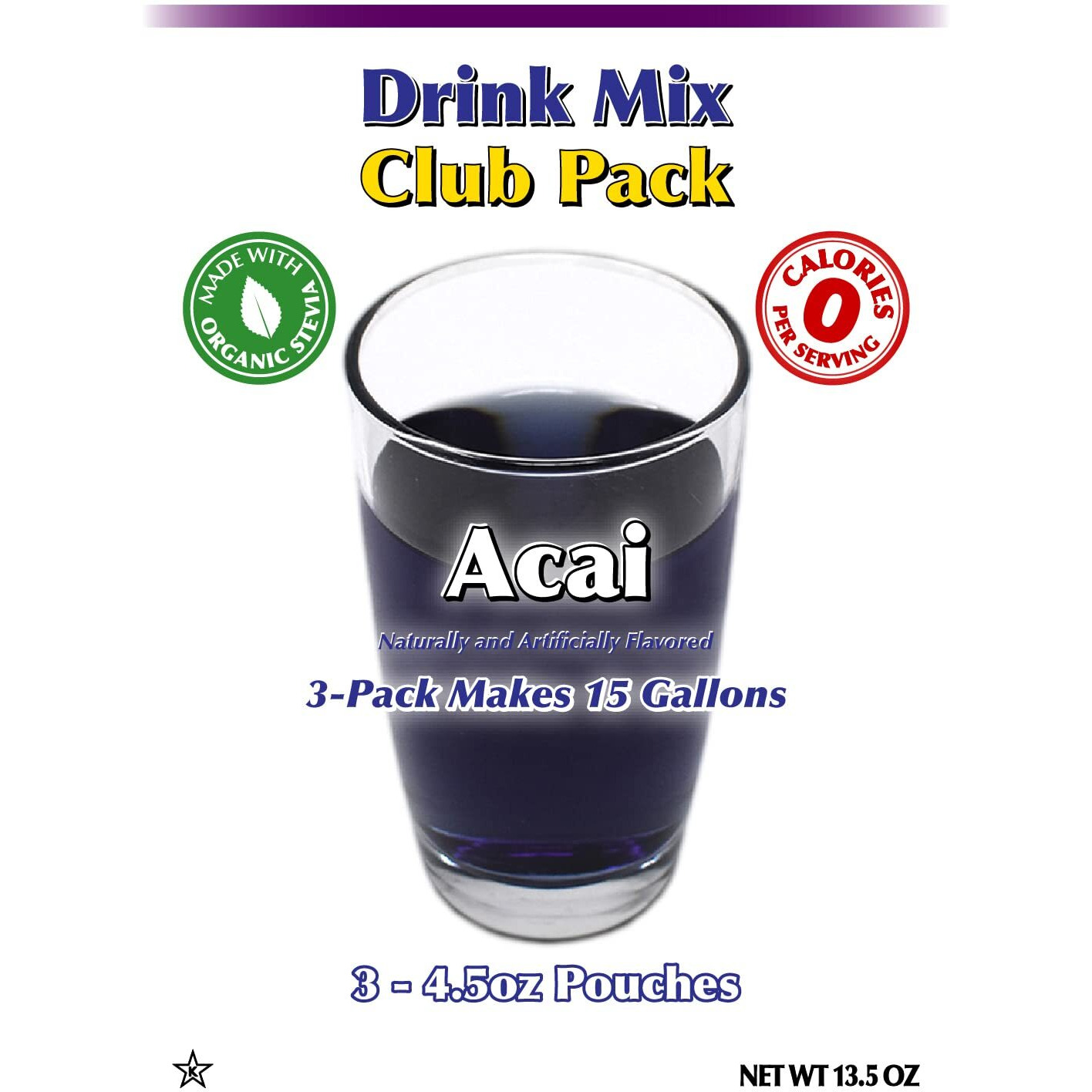 Gramzero Acai Zero Calorie Sugar Free Drink Mix, Great For Nutrition Club Loaded Tea, Stevia Sweetened