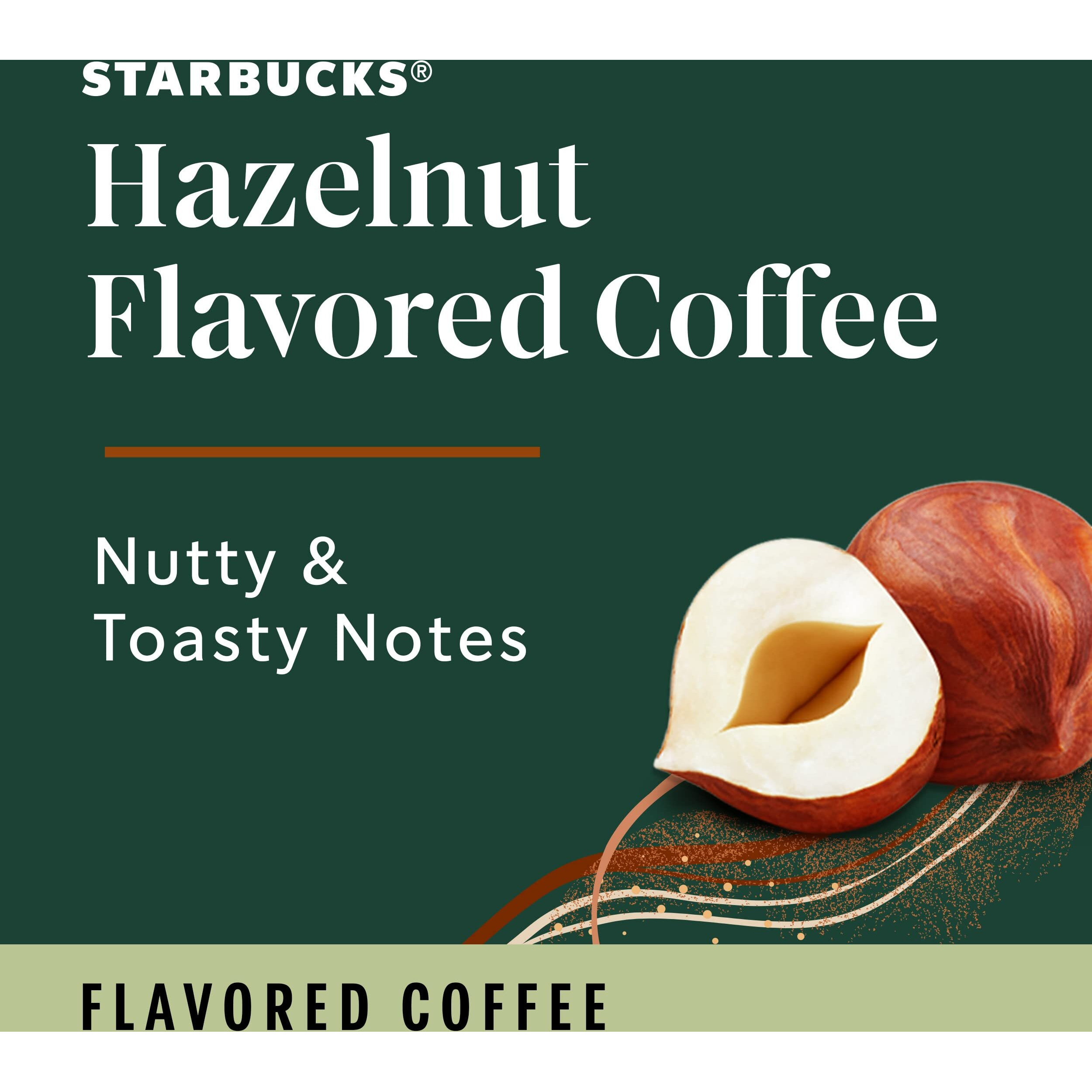 Starbucks K-Cup Coffee Pods, Hazelnut Flavored Coffee, Naturally Flavored, 100% Arabica, 1 Box (10 Pods)