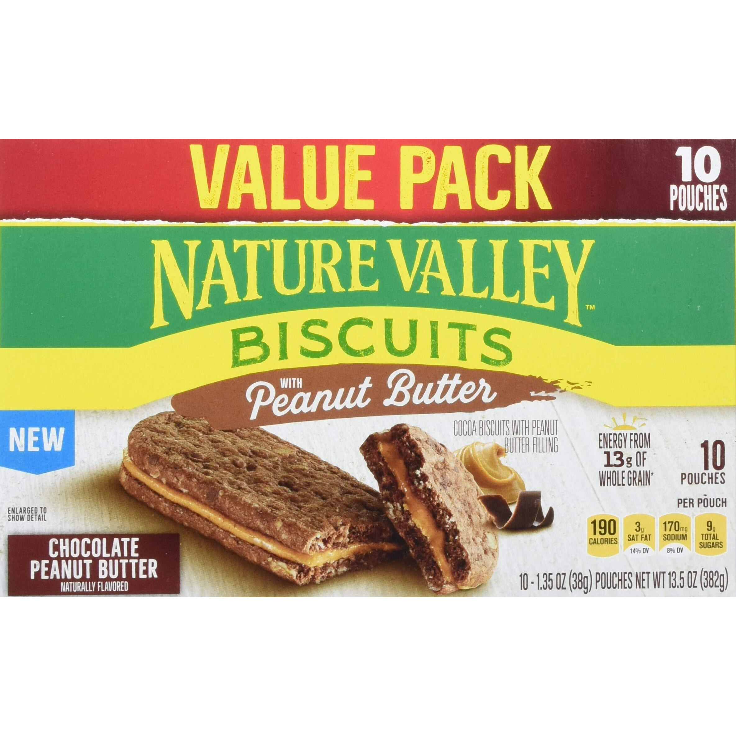 Nature Valley Biscuit Sandwiches, Chocolate Peanut Butter Value Pack, 10 Ct (Pack Of 6)