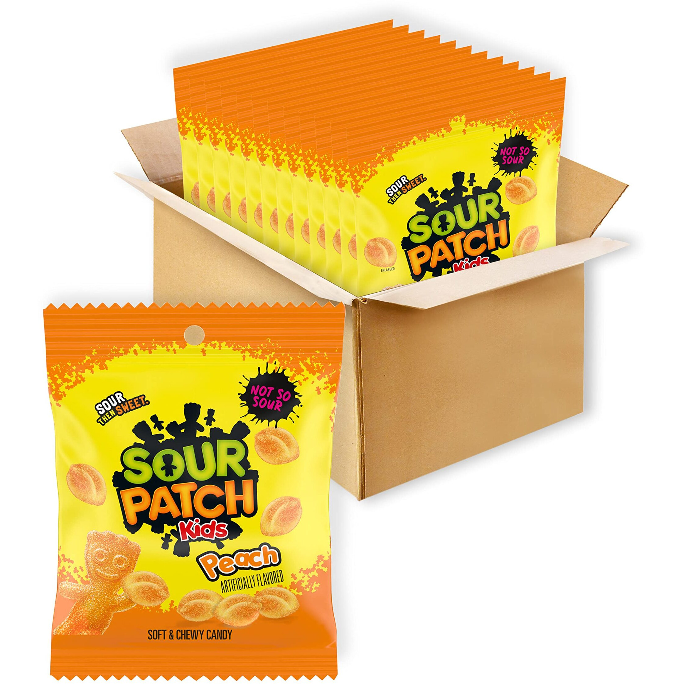 Sour Patch Kids Peach Soft & Chewy Candy, Bulk Candy, 12 - 3.56 Oz Bags