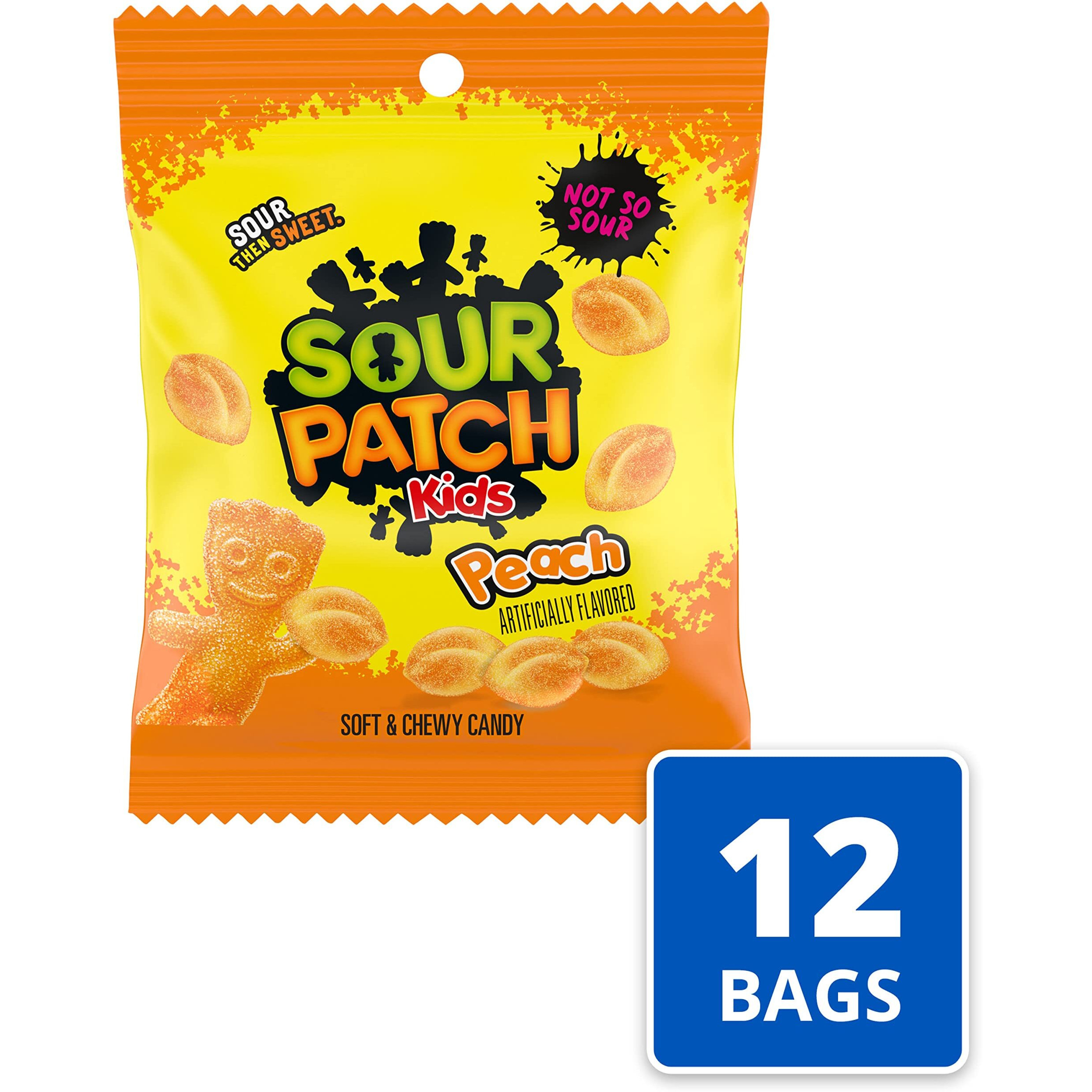 Sour Patch Kids Peach Soft & Chewy Candy, Bulk Candy, 12 - 3.56 Oz Bags