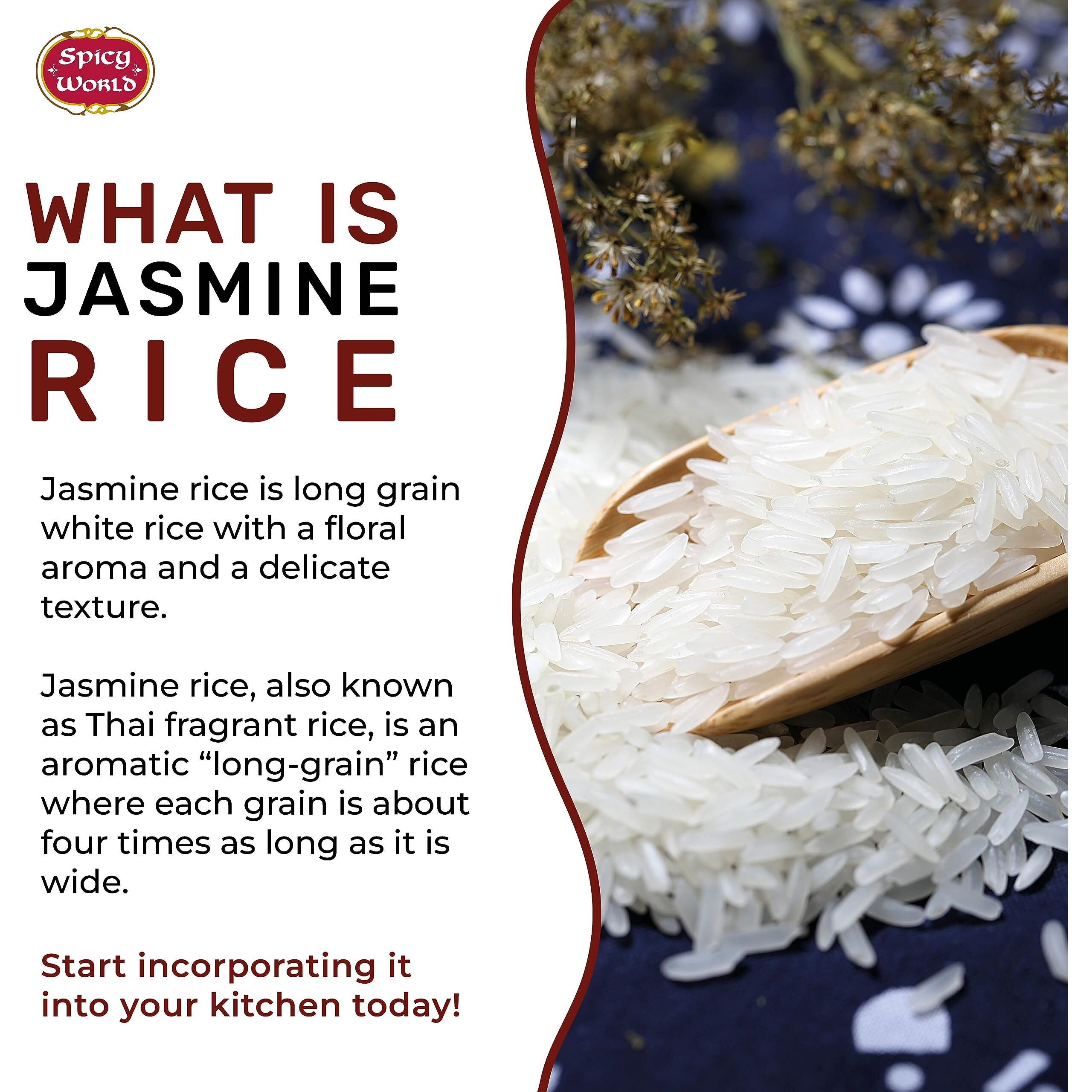 Spicy World Jasmine Rice 10 Pound Bag - Thai Hom Mali Premium Variety ~ By Spicy World