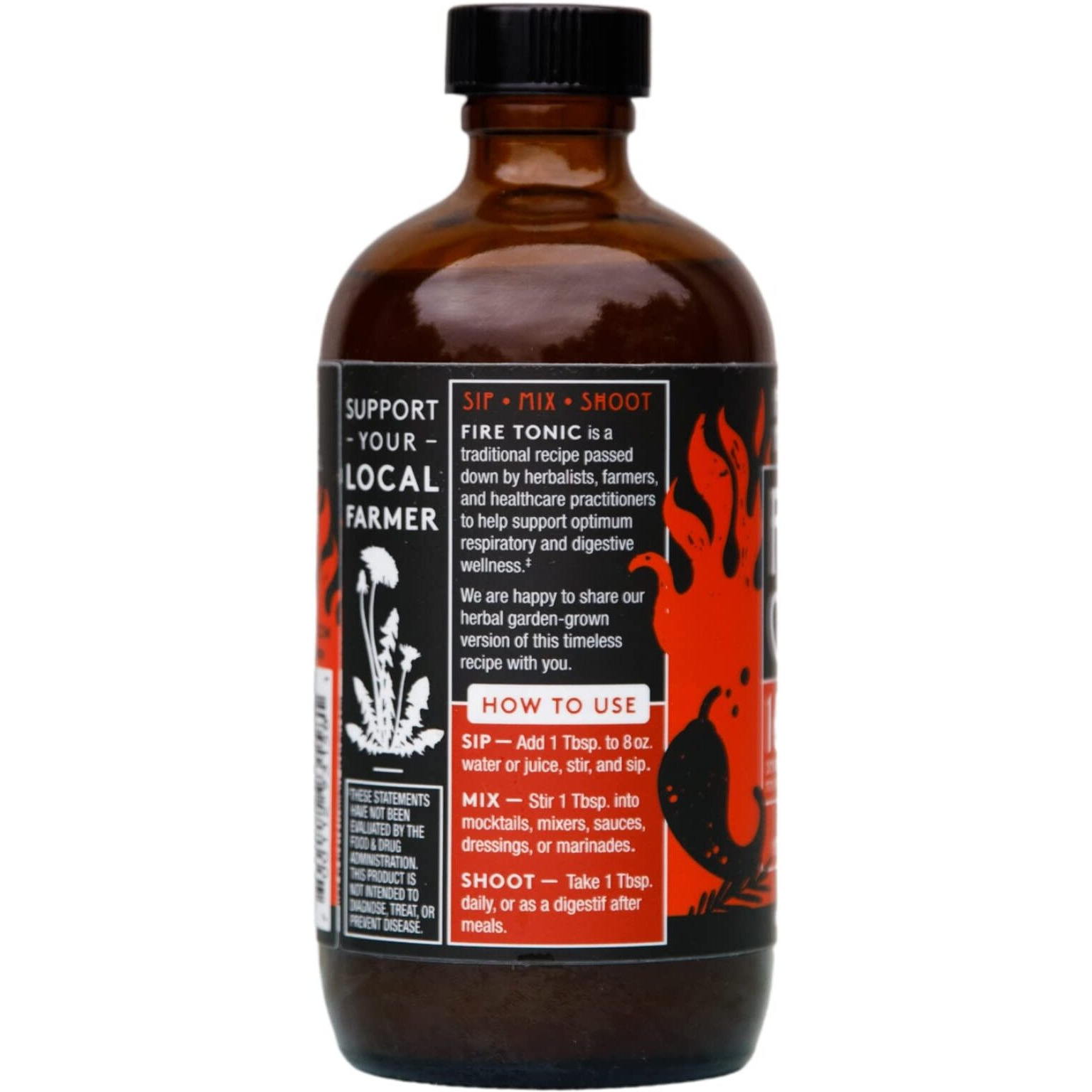 Herbal Revolution Fire Cider Apple Cider Vinegar - Certified Organic Non-Gmo Acv Infused With Ginger, Horseradish, Hot Peppers, Honey, And More - Made Using Regenerative Farming Practices 8 Oz