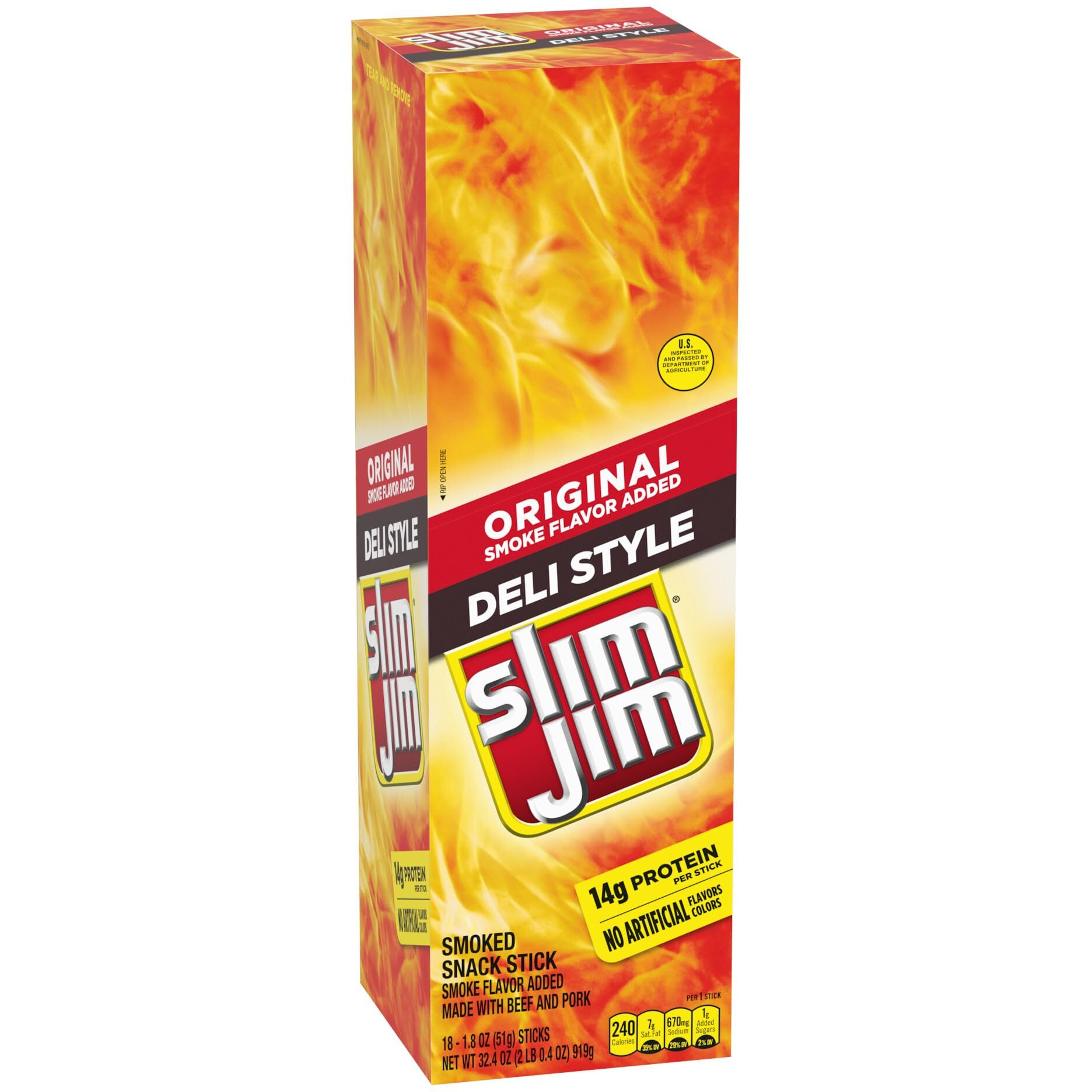 Slim Jim Original Deli Style Smoked Snack Stick, 1.8 Oz. 18-Count