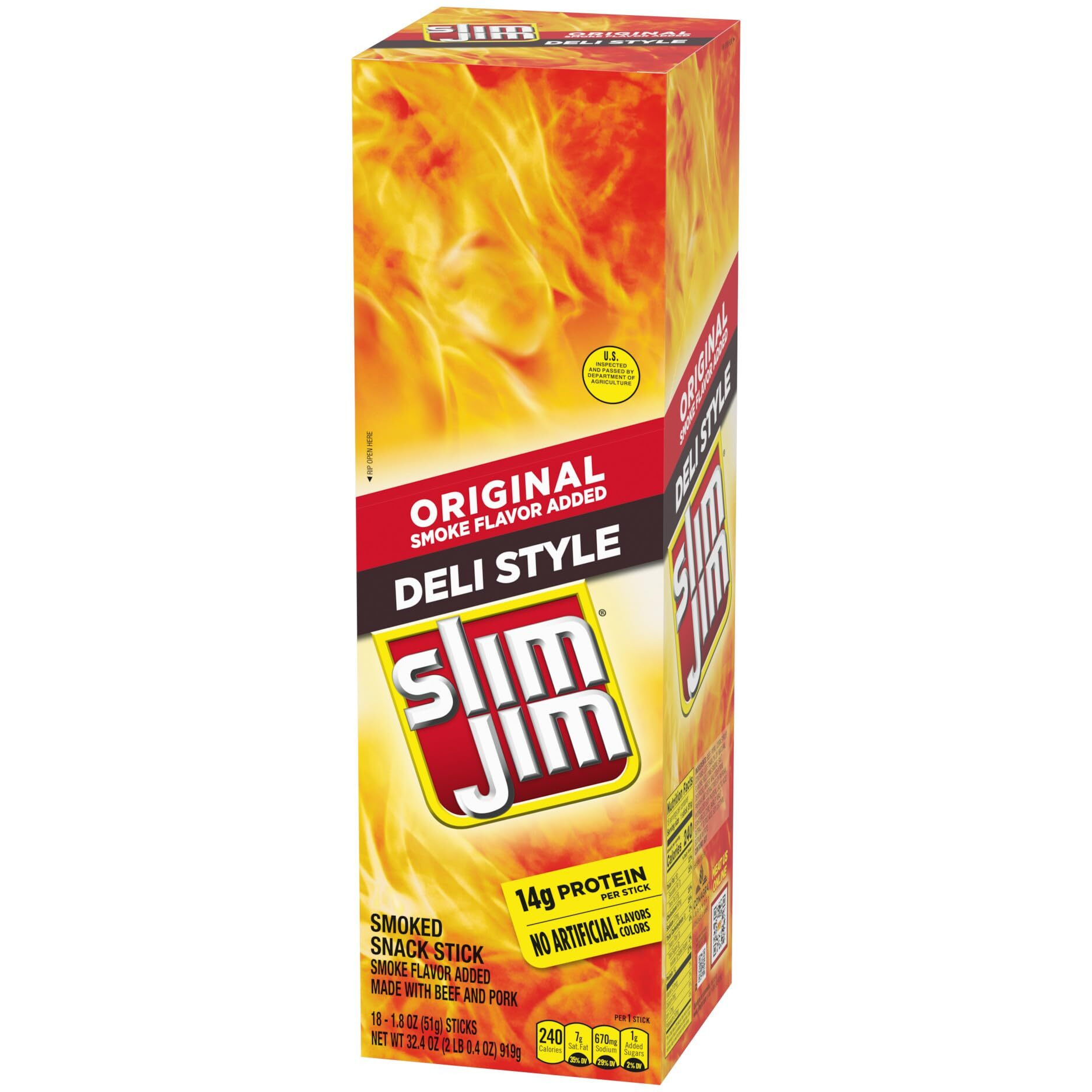 Slim Jim Original Deli Style Smoked Snack Stick, 1.8 Oz. 18-Count