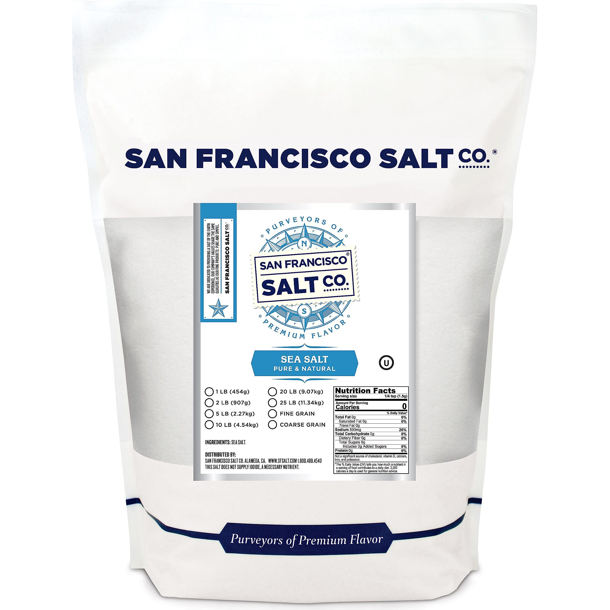 Pacific Ocean Gourmet Sea Salt - 2 Lbs. Fine Grain By San Francisco Salt Company