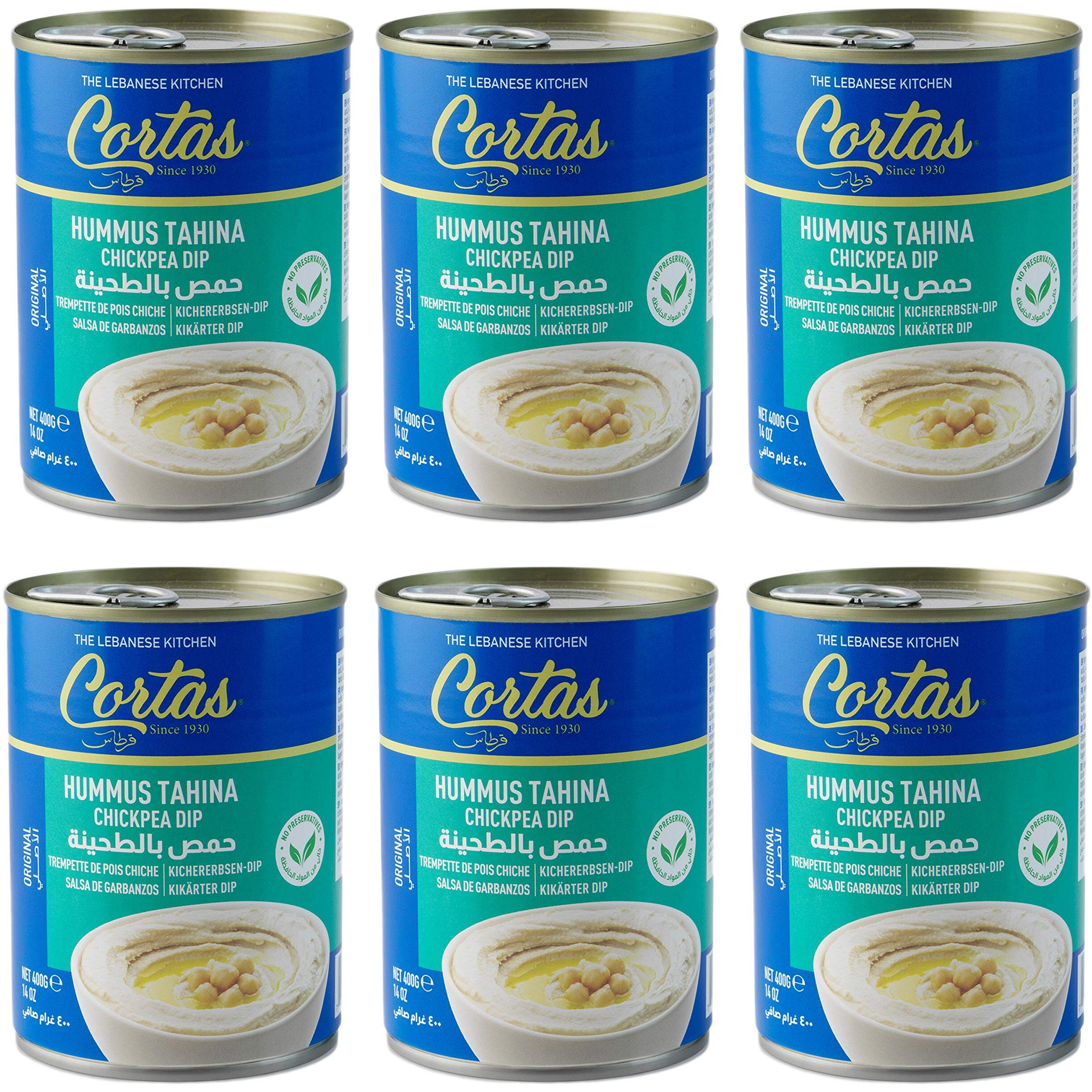 Cortas - Hummus Tahini Chickpea Dip (Pack Of 6), Ready To Serve, 14Oz X 6