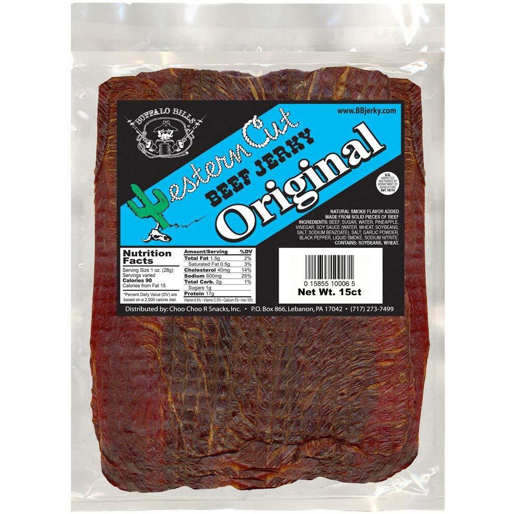 Buffalo Bills Original Western Cut Big Slab Beef Jerky (15 Beef Jerky Slabs Per Bag)