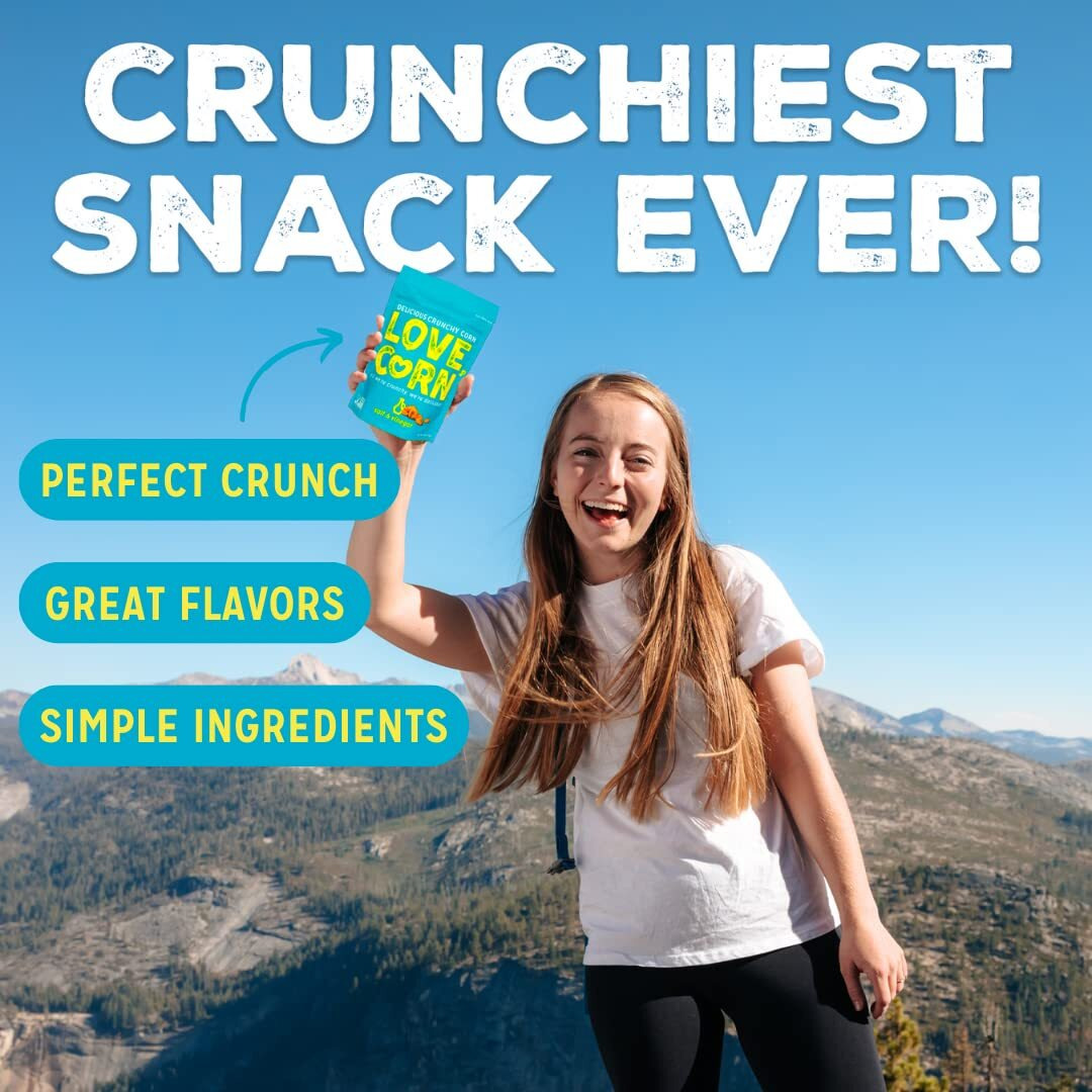Love Corn Salt & Vinegar | Crunchy Corn - Gluten-Free - Plant Based & Vegan - Healthy Snack - Low Sugar - Non Gmo - (Box Of 6 Bags, 4Oz Each)