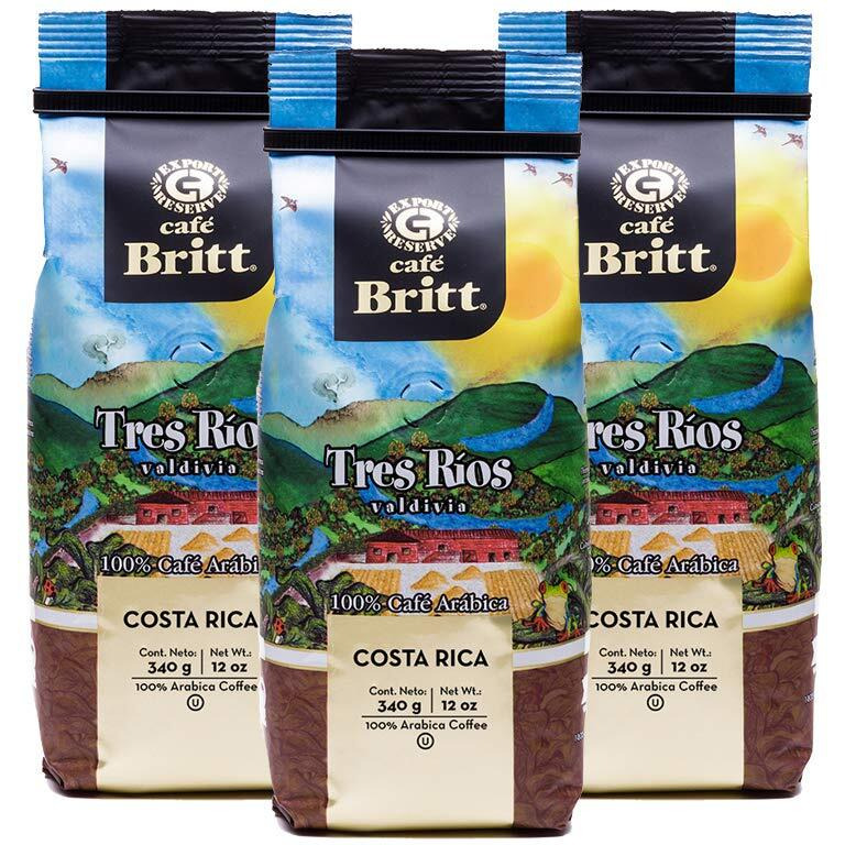 Caf   Britt - Costa Rican Tres Rios Valdivia Coffee (12 Oz.) (3-Pack) - Whole Bean, Arabica Coffee, Kosher, Gluten Free, 100% Gourmet & Medium Light Roast