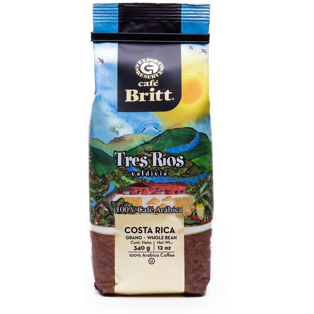 Caf   Britt - Costa Rican Tres Rios Valdivia Coffee (12 Oz.) (3-Pack) - Whole Bean, Arabica Coffee, Kosher, Gluten Free, 100% Gourmet & Medium Light Roast