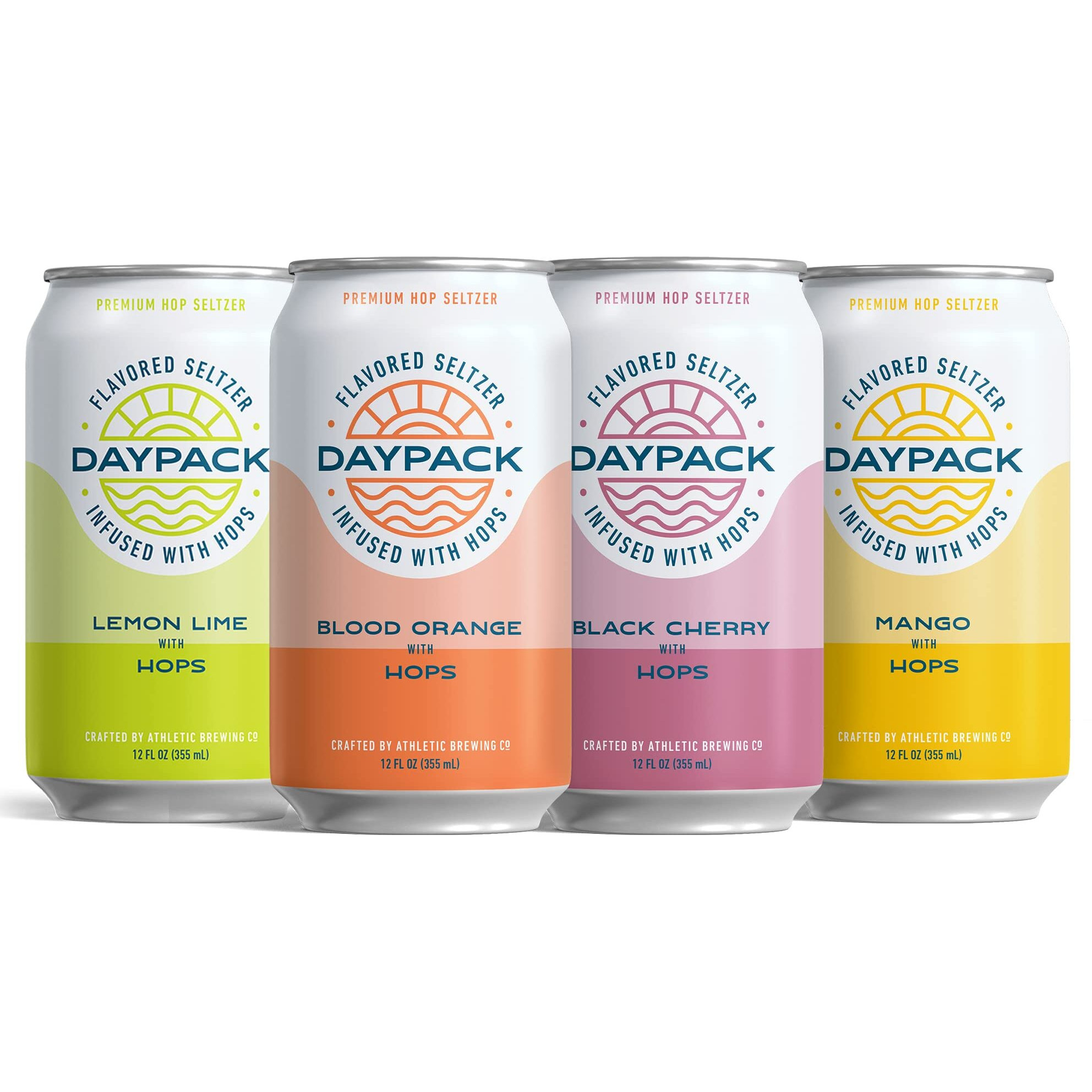 Athletic Brewing Company Daypack Sparkling Hop Water - 24-Pack Of Variety Flavored Seltzer - Zero-Calorie, Zero-Carbs - Natural Ingredients For A Great Tasting Drink - 12 Fl Oz Cans