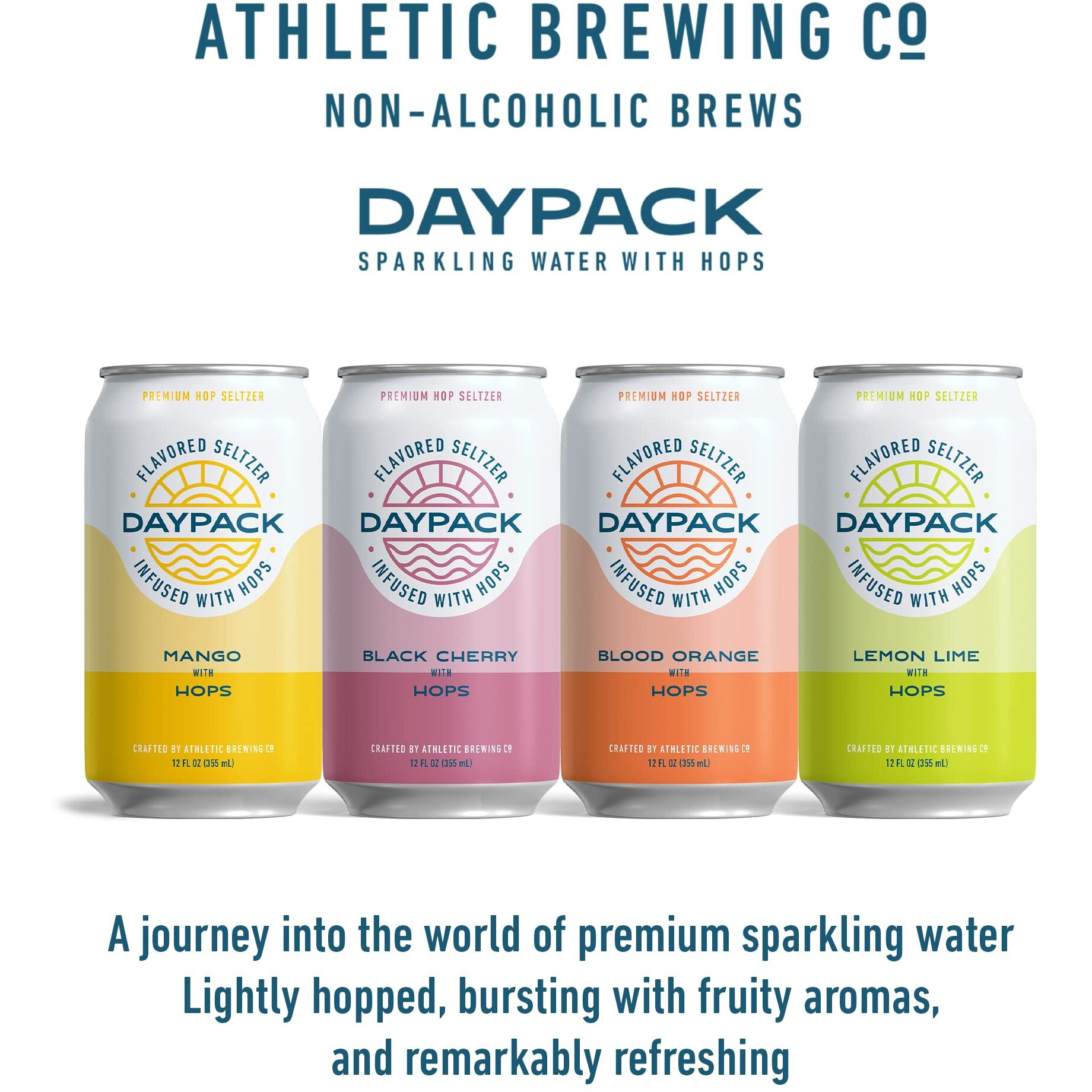 Athletic Brewing Company Daypack Sparkling Hop Water - 24-Pack Of Variety Flavored Seltzer - Zero-Calorie, Zero-Carbs - Natural Ingredients For A Great Tasting Drink - 12 Fl Oz Cans