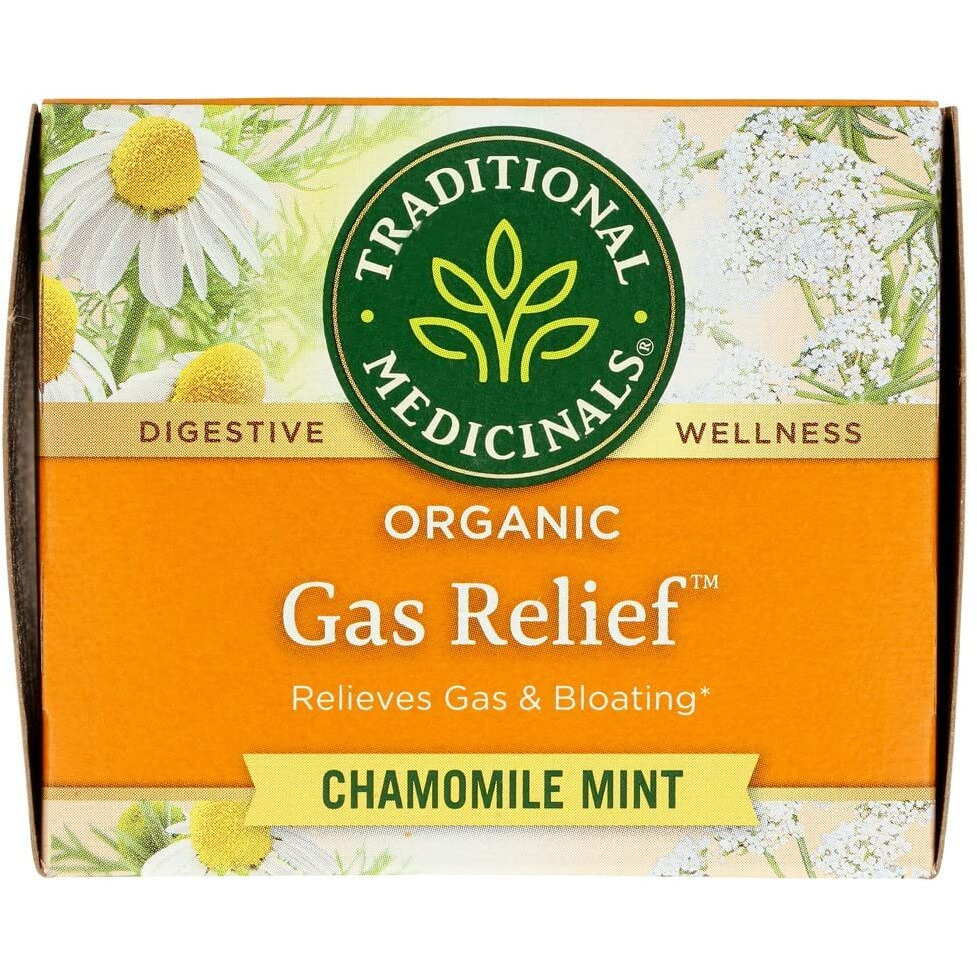 Traditional Medicinals Organic Gas Relief Chamomile Mint Herbal Tea, Relieves Gas & Bloating, (Pack Of 1) - 16 Tea Bags