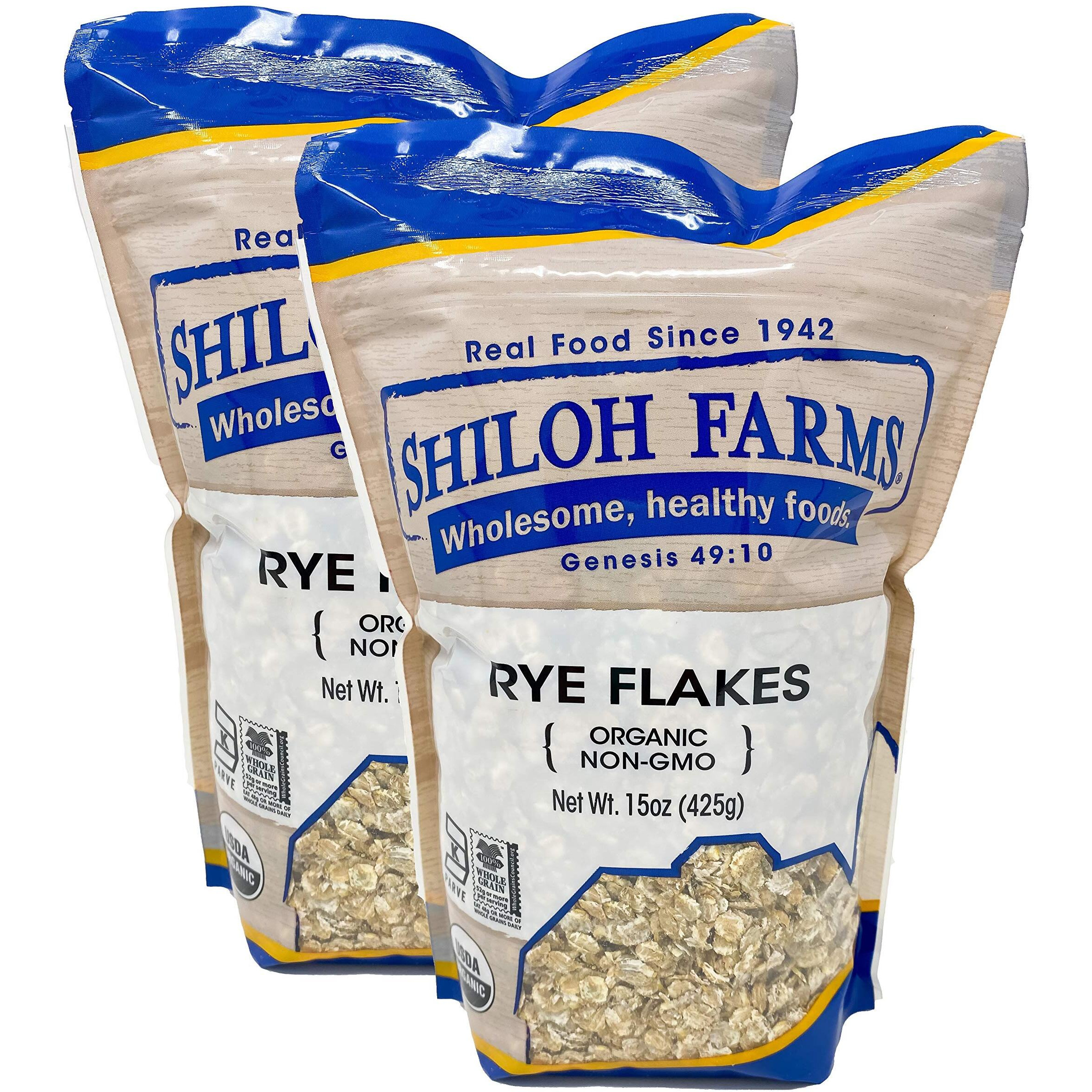 Shiloh Farms - Organic Non Gmo Rye Flakes 15 Ounces - 2 Pack