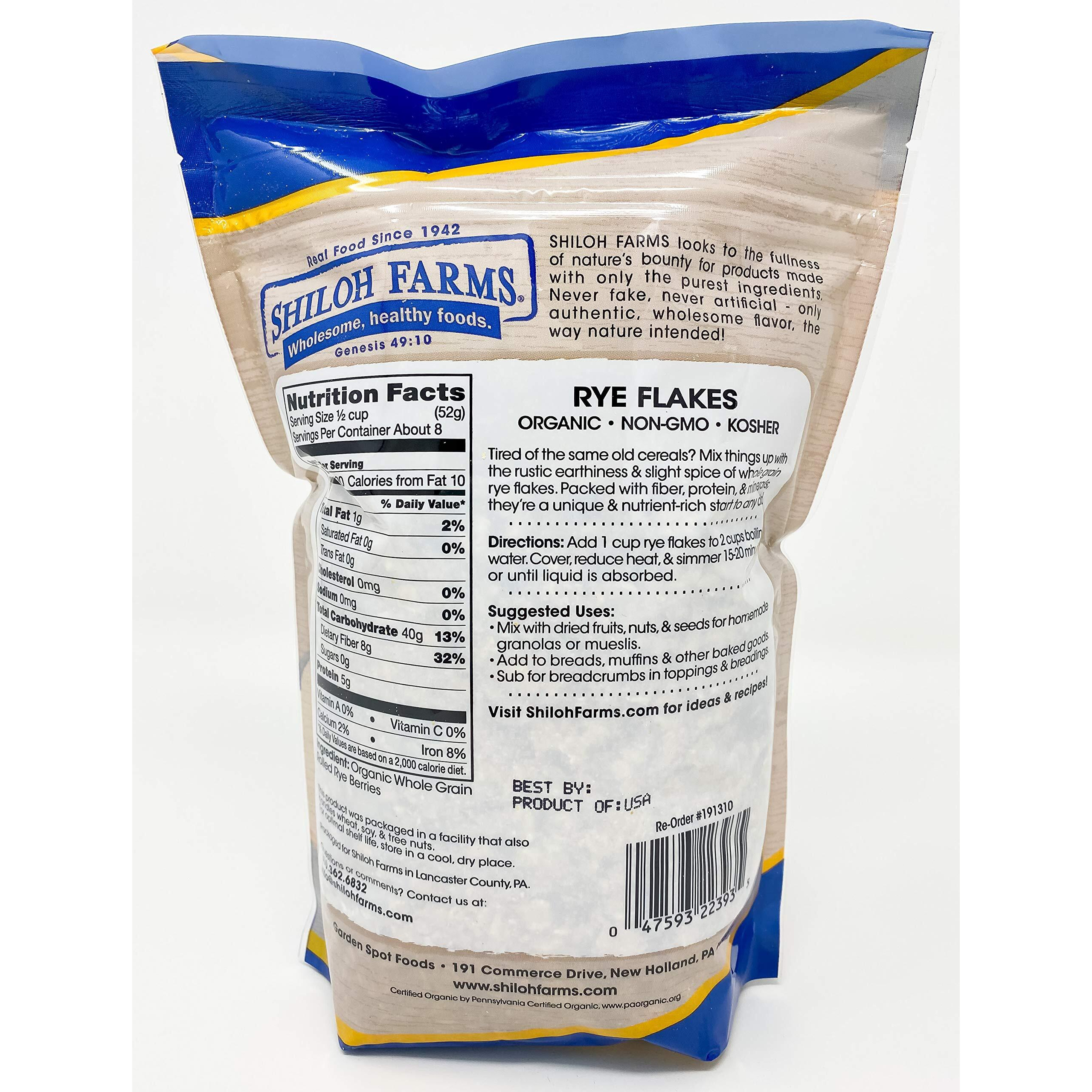 Shiloh Farms - Organic Non Gmo Rye Flakes 15 Ounces - 2 Pack