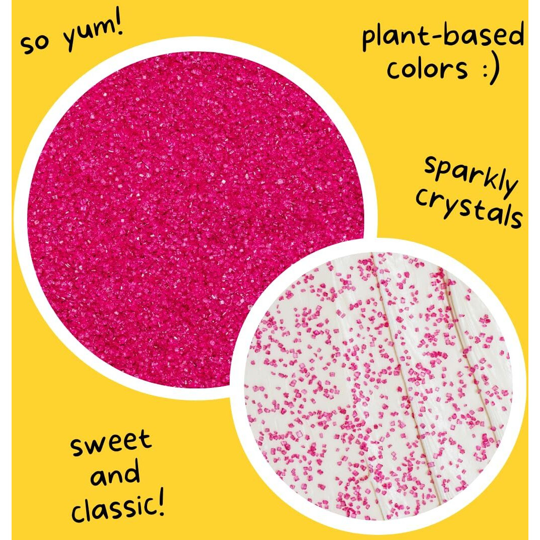 Supernatural Twinkles Sprinkles, Hot Pink Sanding Sugar, Plant-Based Color, Vegan, 3Oz, Made In Usa