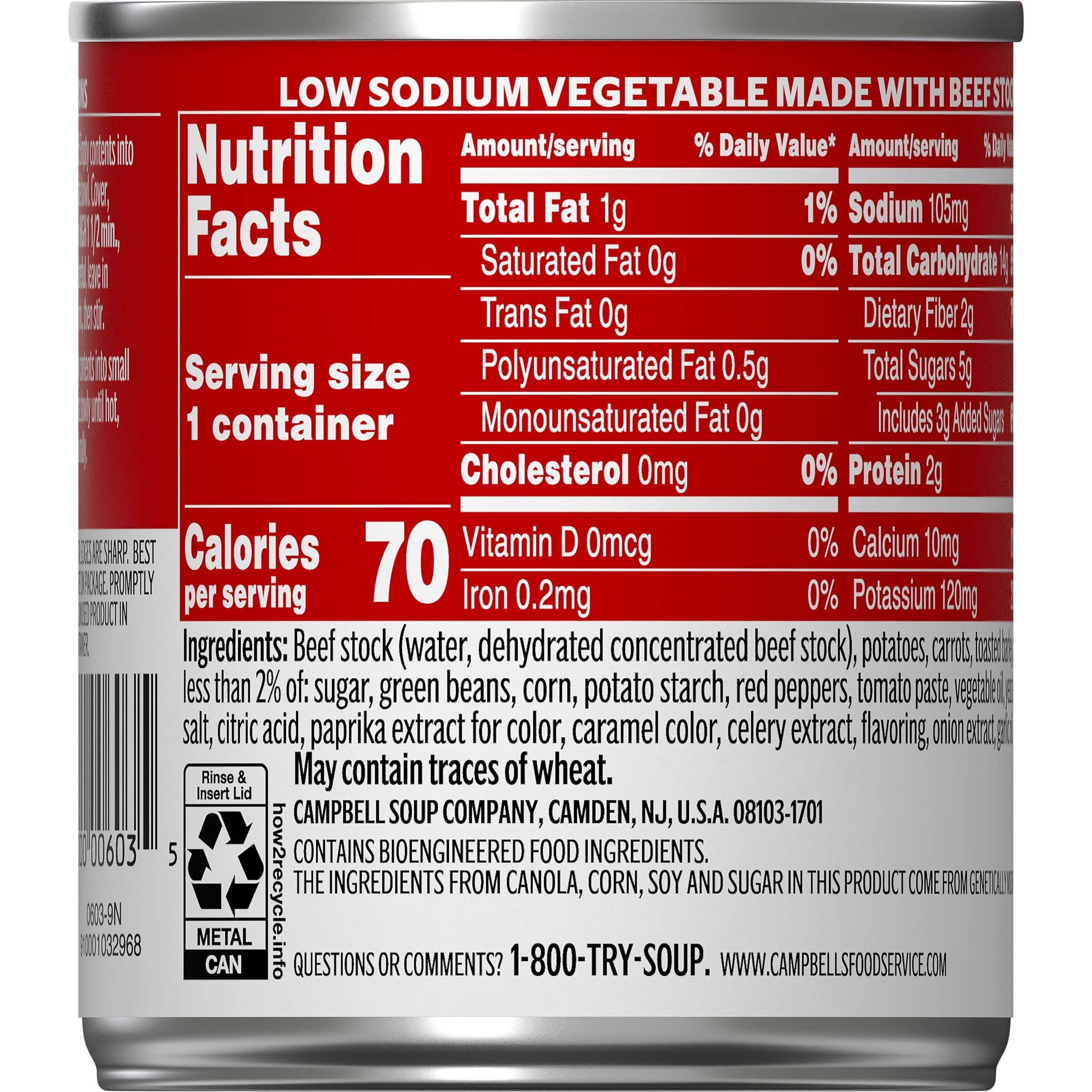 Campbell's Classic Low Sodium Ready To Serve Soup, Vegetables, 7.25 Ounce (Pack Of 24)