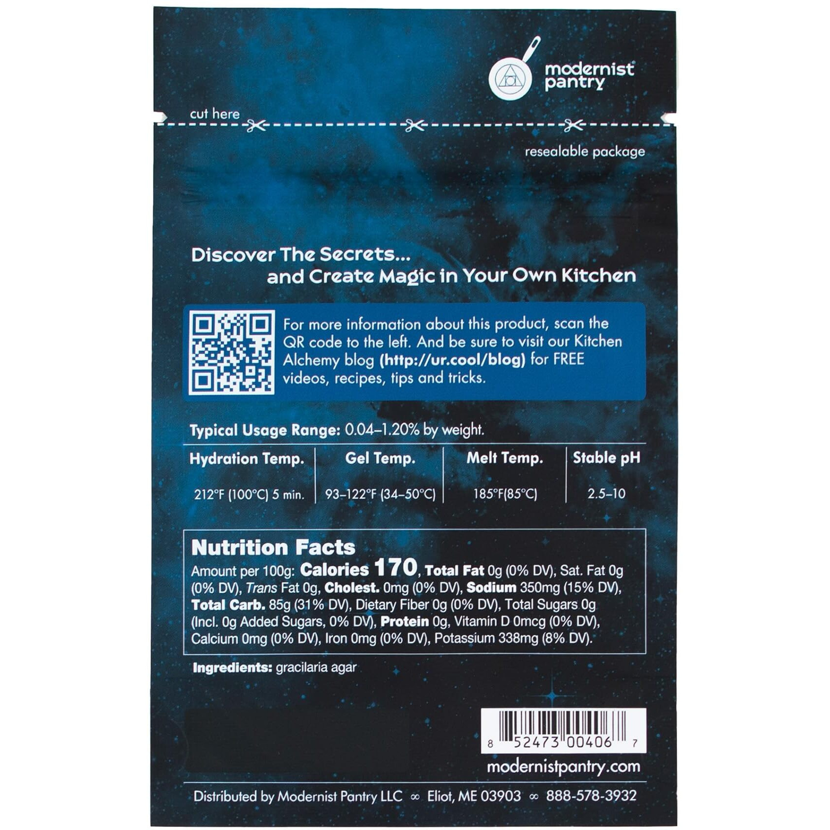 Pure Super Agar Powder - High Gel Strength Gracilaria Algae  Non-Gmo Vegan Ou Kosher Certified 50G/2Oz