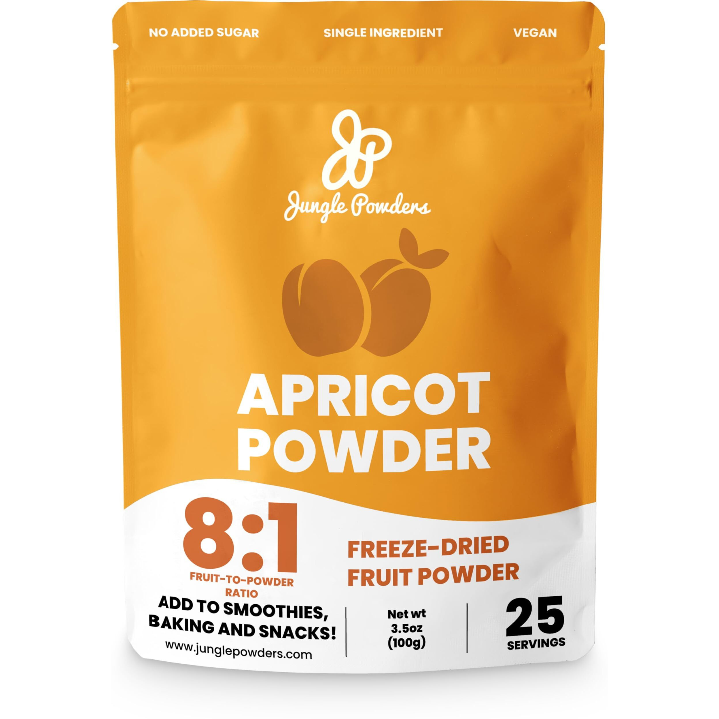 Jungle Powders Apricot Powder 3.5 Ounce Powdered Freeze Dried Apricot Fruit Smoothie No Sugar Added Additive And Filler Free Dehydrated Apricots Extract For Baking & Flavoring No Apricot Seeds Kernels