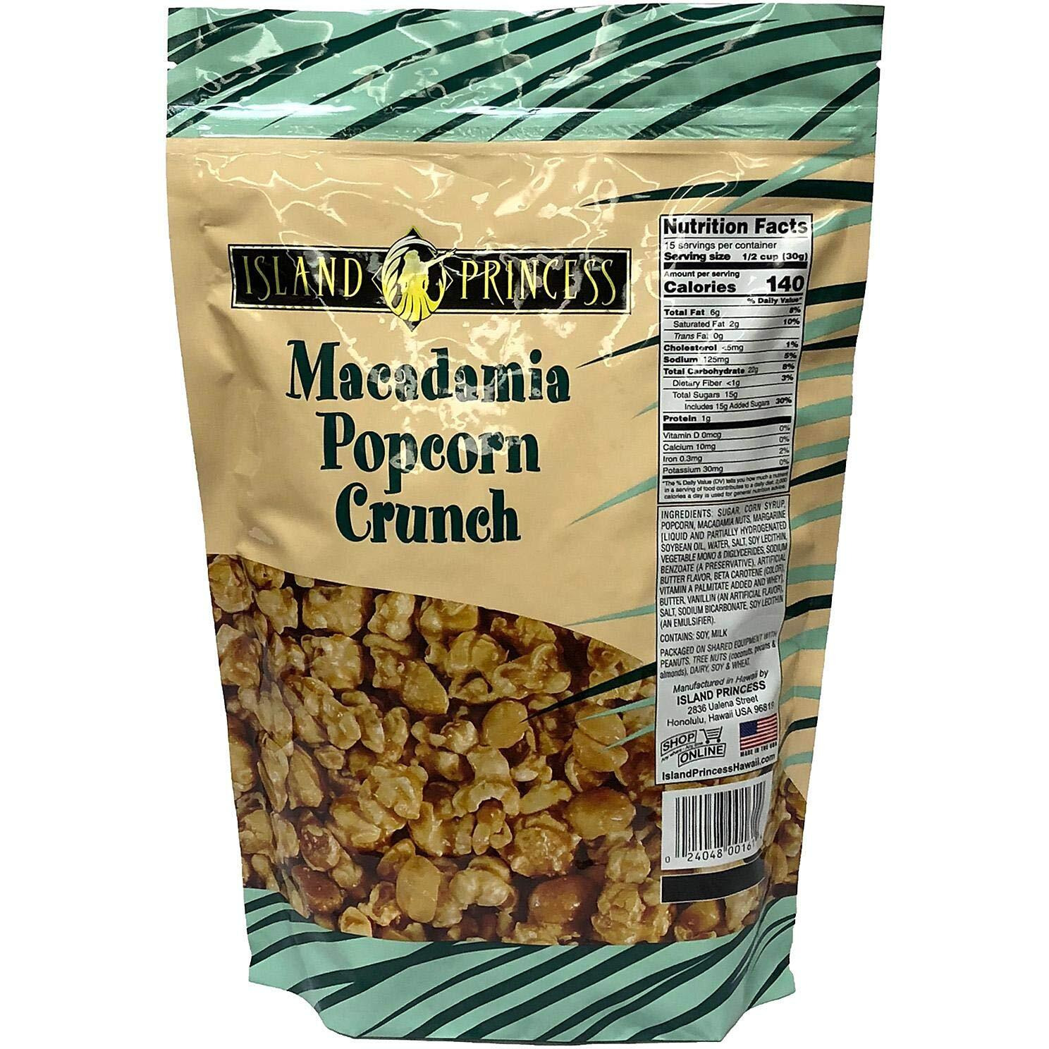 Island Princess Hawaiian Macadamia Nut Popcorn Crunch 16 Oz. Bag