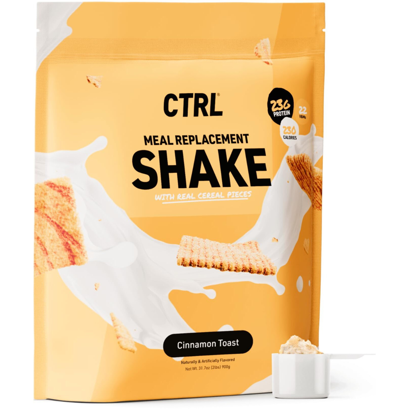 Ctrl Meal Replacement Shake With Real Cereal Pieces - Cinnamon Toast - 15 Servings Packed With Essential Nutrients, Including 23G Of Protein, 8 Grams Of Fiber, 22 Vitamins And Minerals & Only 1G Sugar
