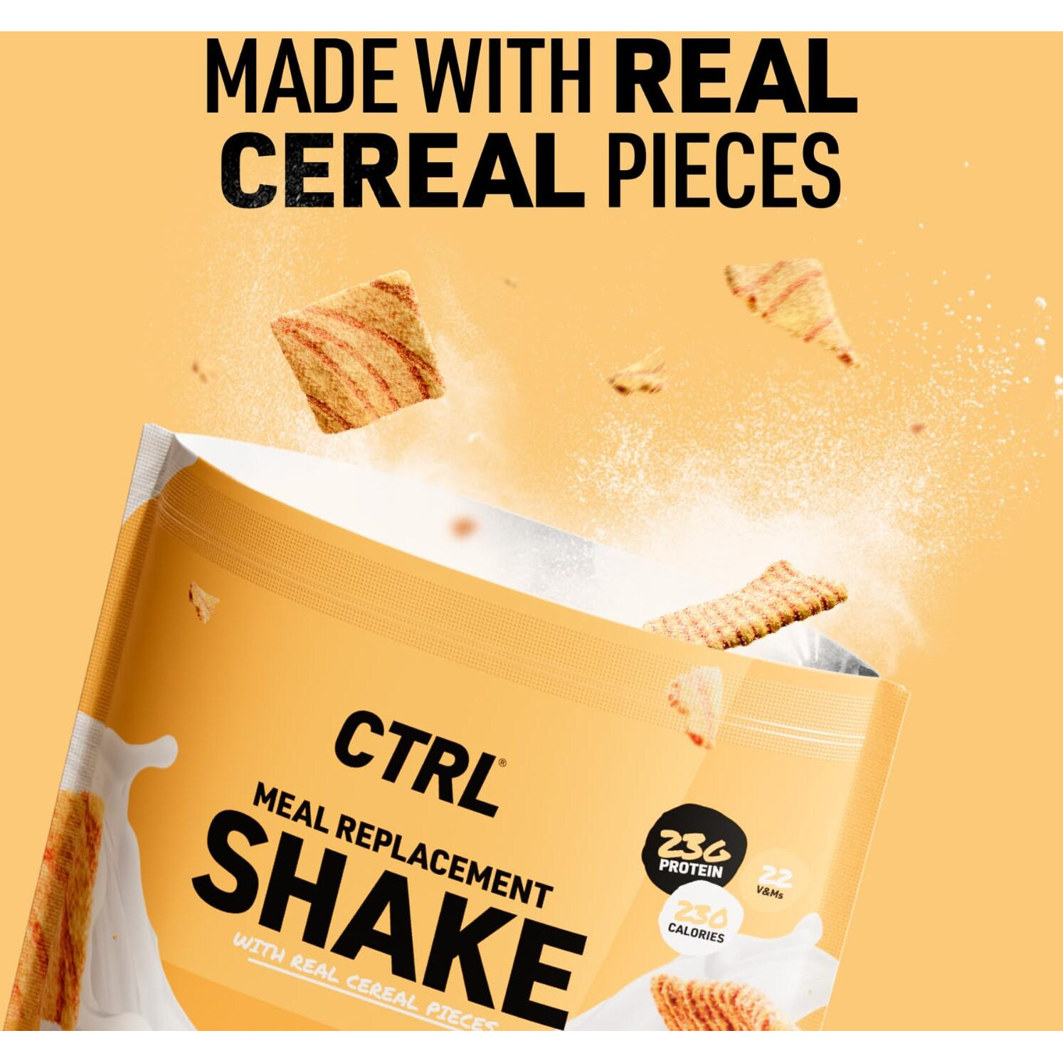 Ctrl Meal Replacement Shake With Real Cereal Pieces - Cinnamon Toast - 15 Servings Packed With Essential Nutrients, Including 23G Of Protein, 8 Grams Of Fiber, 22 Vitamins And Minerals & Only 1G Sugar