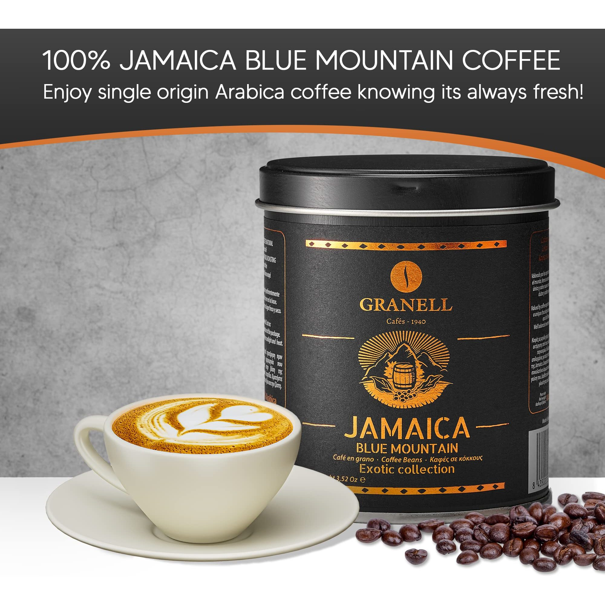 Blue Mountain Coffee From Jamaica By Caf  S Granell Fresh Jamaican Blue Mountain Coffee Beans, Low Acid Whole Bean Coffee Medium Roast To Dark Roast Coffee, Popular Gourmet Coffee Lover Gifts 3.5Oz