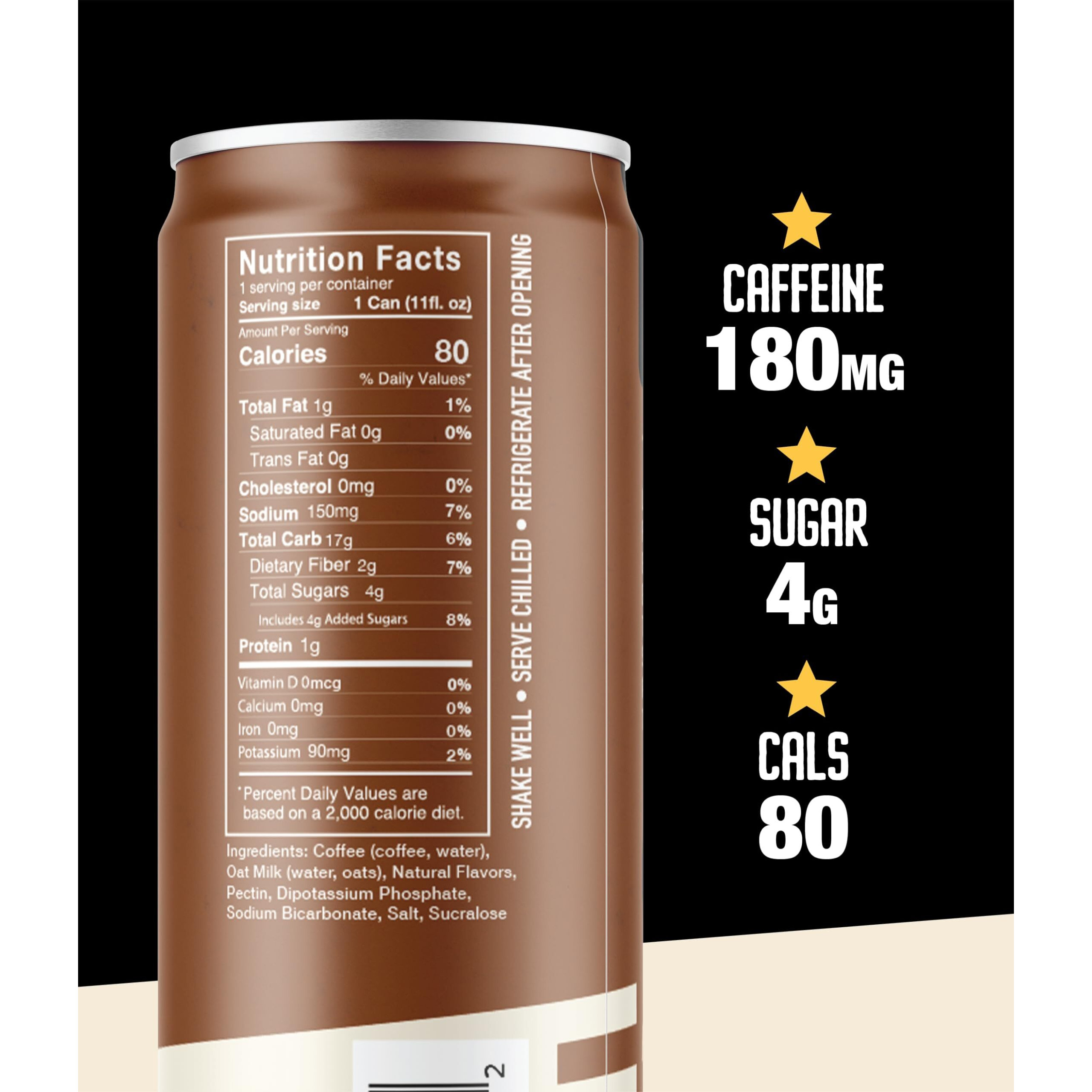 Loco Coffee Mocha Oat Milk Latte Cold Brew Coffee [Mocha] 11 Ounce Can, 12 Count | Medium Roast, 180Mg Caffeine | Gluten Free And Dairy Free | Low Sugar, Low Calorie Iced Coffee