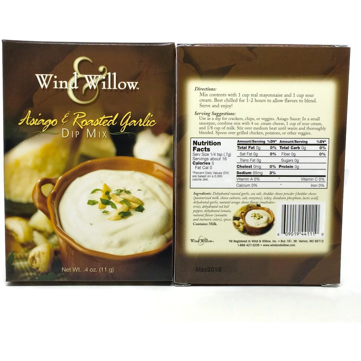 Wind & Willow Dip Mix 4 Flavor Variety Bundle Cheesy Bacon, Roasted Red Pepper, Asagio And Roasted Garlic, And Fiesta Ranchero (4 Packs Total)