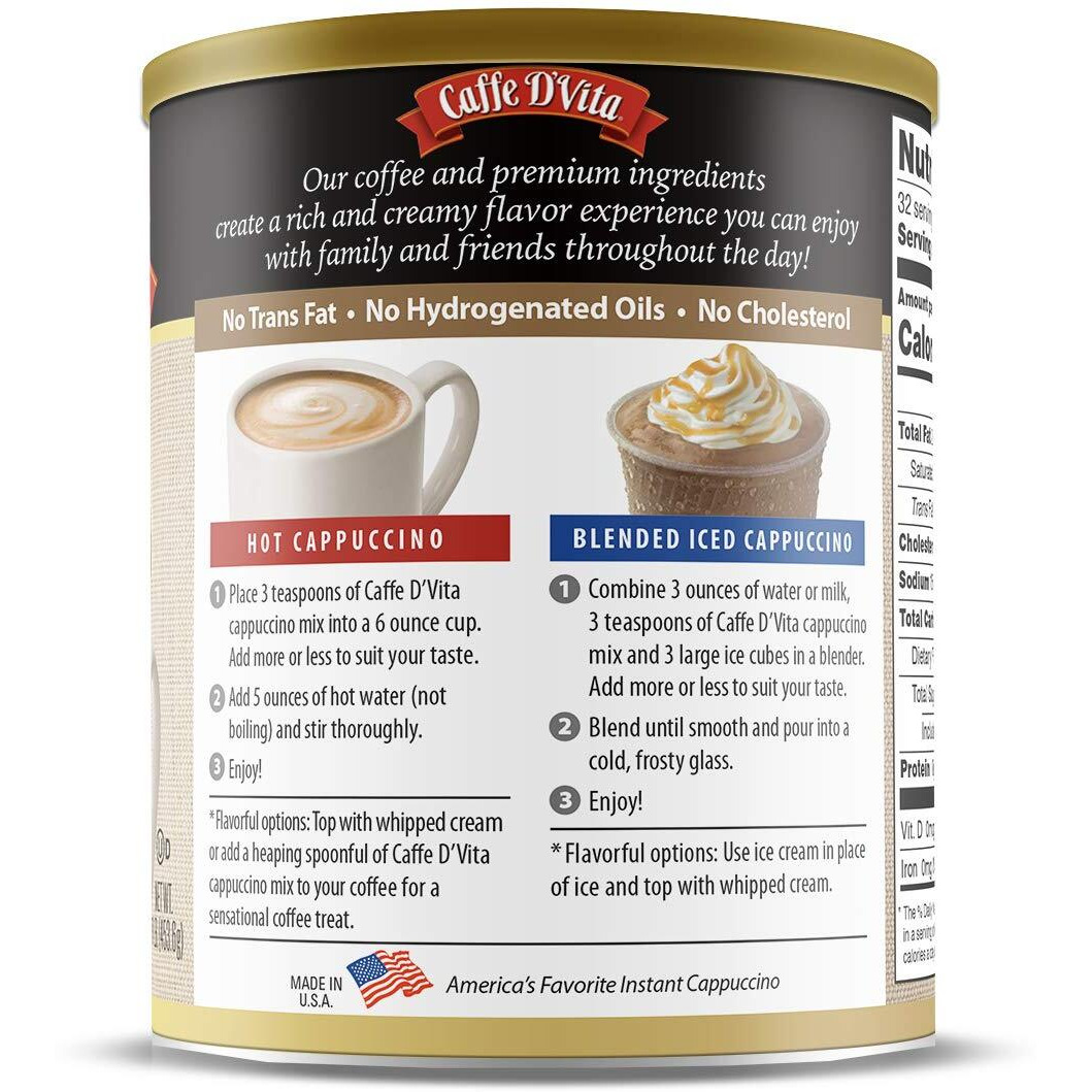 Caffe Dvita White Chocolate Cappuccino, 96 Ounce (Pack Of 6)