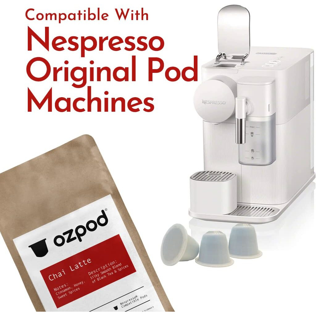 Ozpod Chai Tea Capsules For Nespresso, Premium Pods, 100% Compostable And Biodegradable From Australia, Compatible With Nespresso Original, 15 Single Serve Cups, Fair Trade