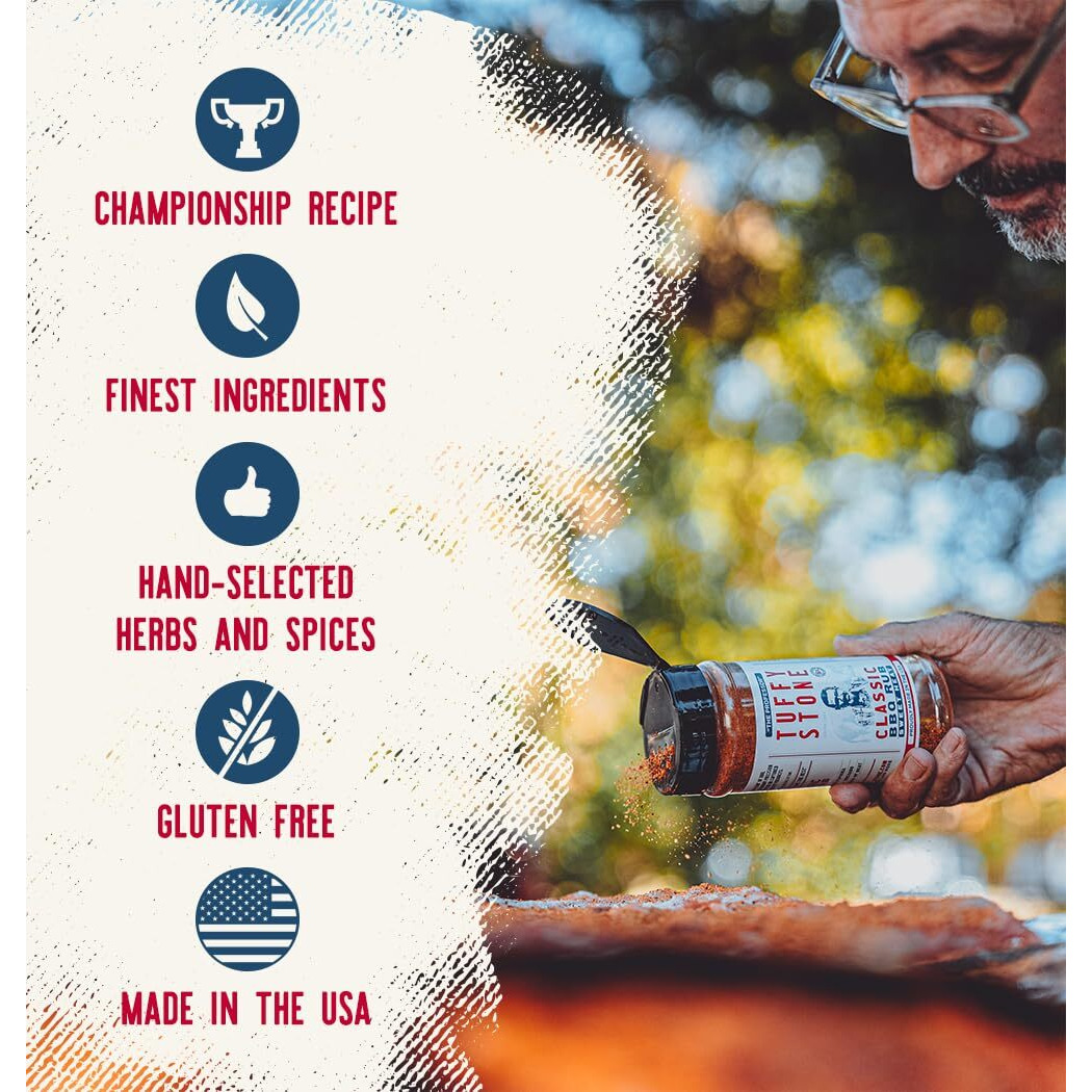 Tuffy Stone Classic Bbq Rub | 6X World Barbecue Grand Champion | Savory Rib Rub | Brisket Rub | Smoky Bbq Seasoning | 10 Oz Shaker