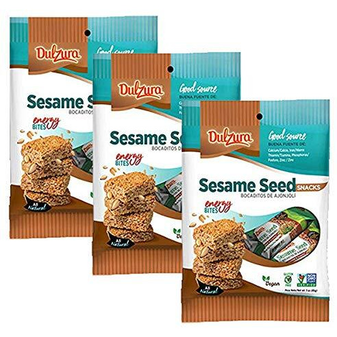 Dulzura Borincana Kit Vegan Sesame Seed Bites Snack Bars (3 Pack) 3 Oz Each Bag - Non Gmo Gluten Free + (1) Limited Edition Puerto Rican Sticker By Artist Jose Hoffman