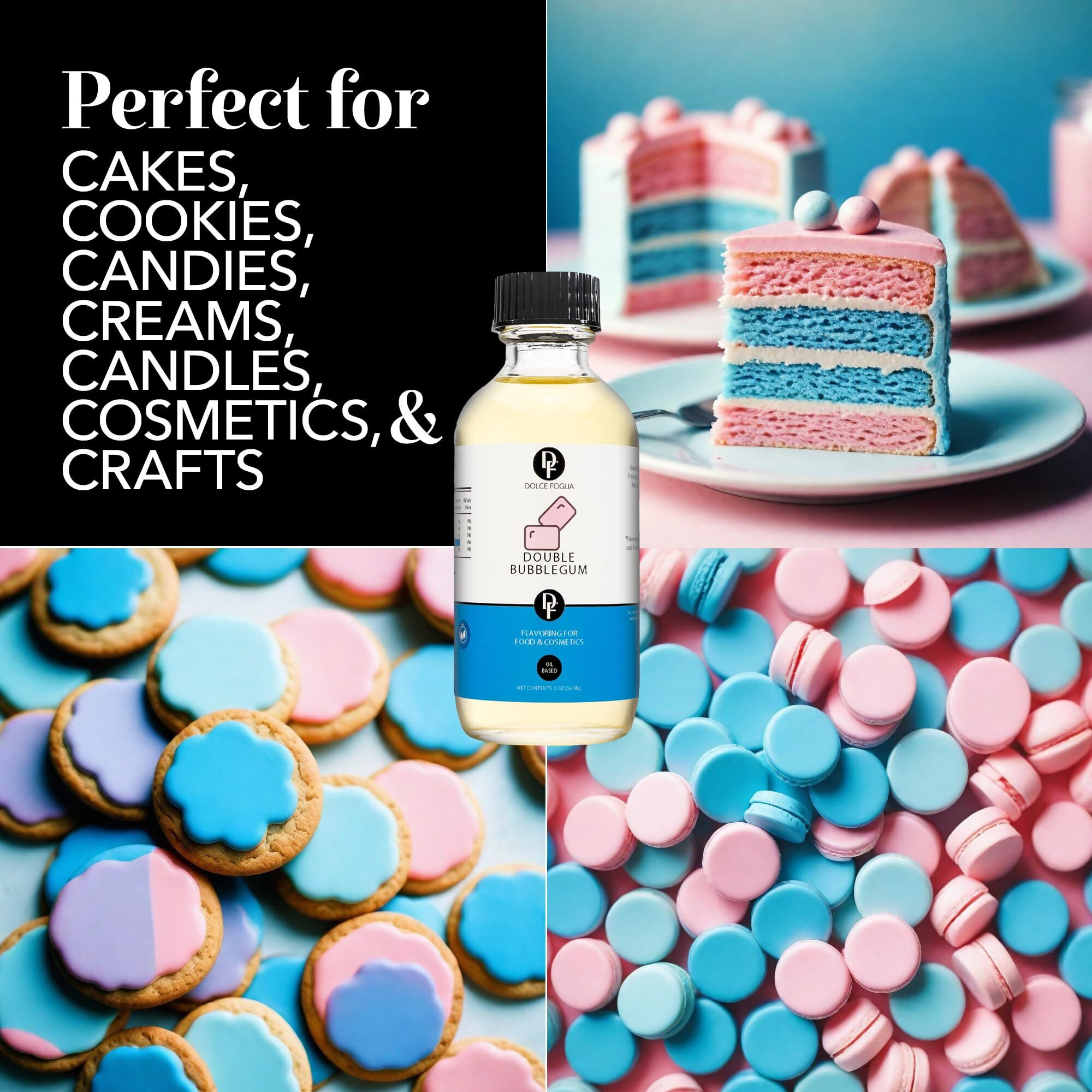 Dolce Foglia Oil Soluble Bubble Gum Extract - 2 Oz. - Sugar-Free, Zero Calories - Multipurpose Bubble Gum Flavoring Oil For Candy Making, Lip Balm, Ice Cream - Pioneer Woman Kitchen Stuff, Kitchen