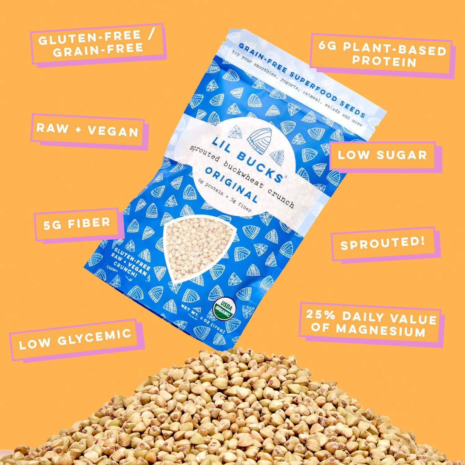Lil Bucks Paleo Cereal - Sprouted Buckwheat Groats, Gluten Free Granola (Original, 3 Pack)