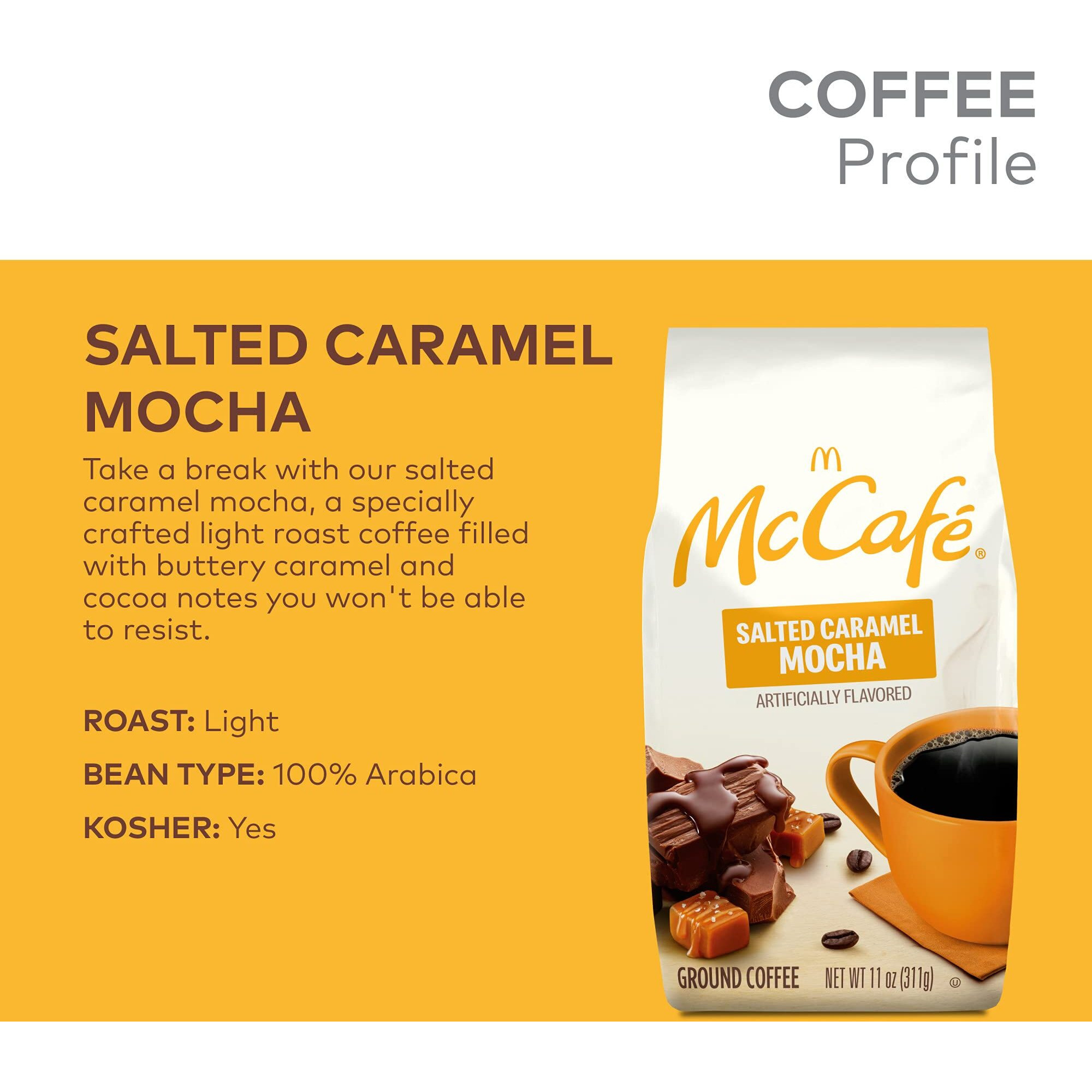 Mccafe Salted Caramel Mocha, Ground Coffee, Flavored, 11Oz. Bagged